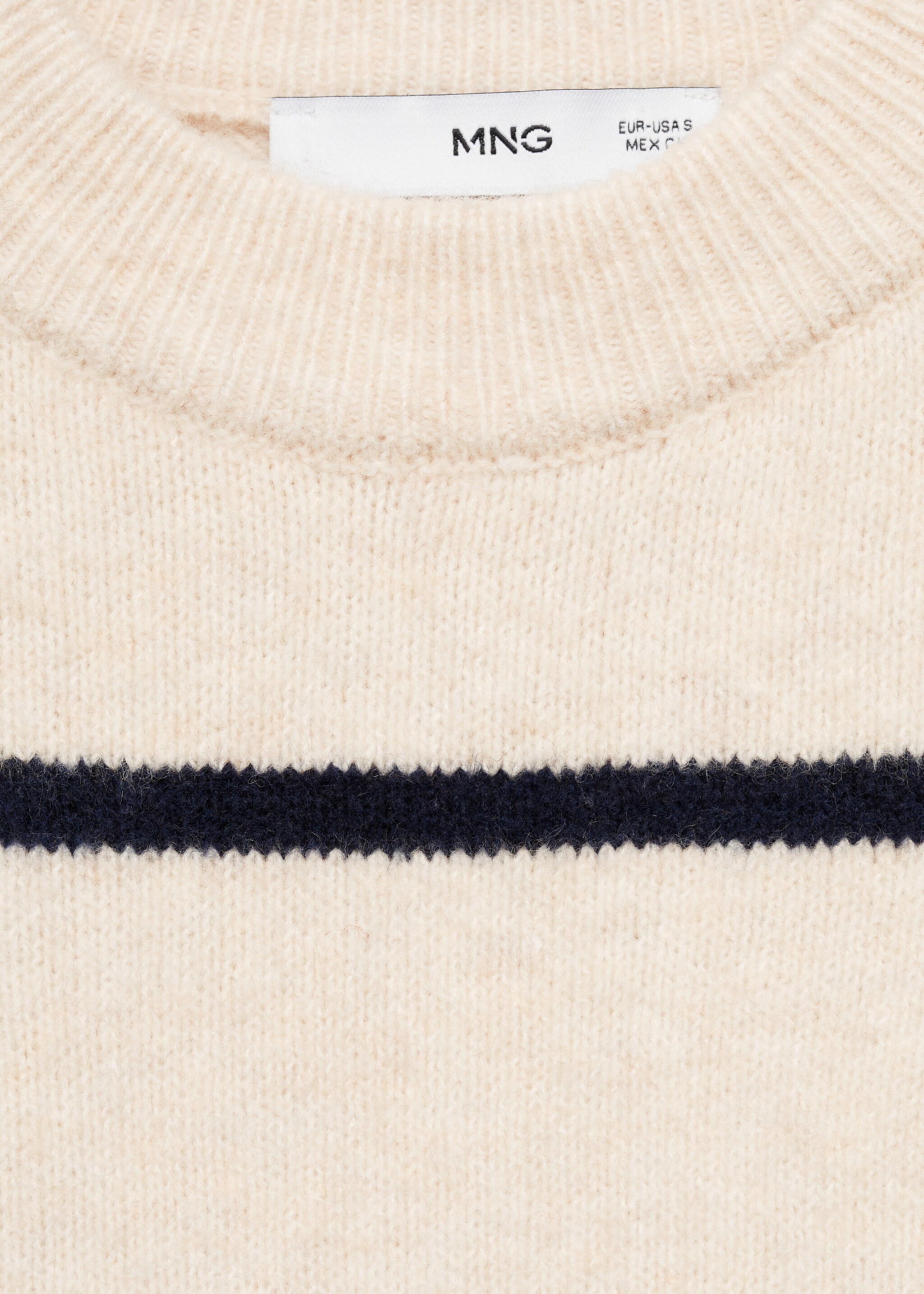Knit striped sweater - Details of the article 8, Sand. Ref: 77007694-00.