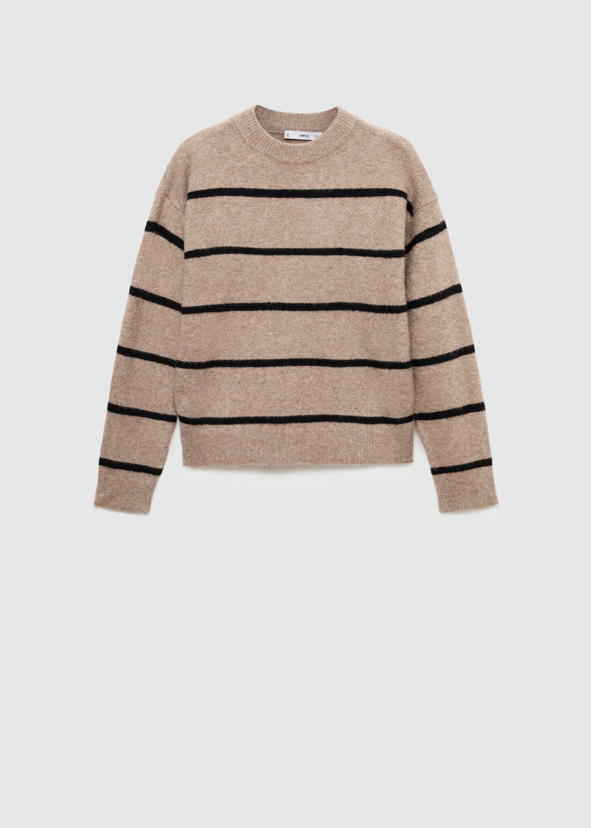 Knit striped sweater - Article without model, Medium Brown. Ref: 77007694-00.