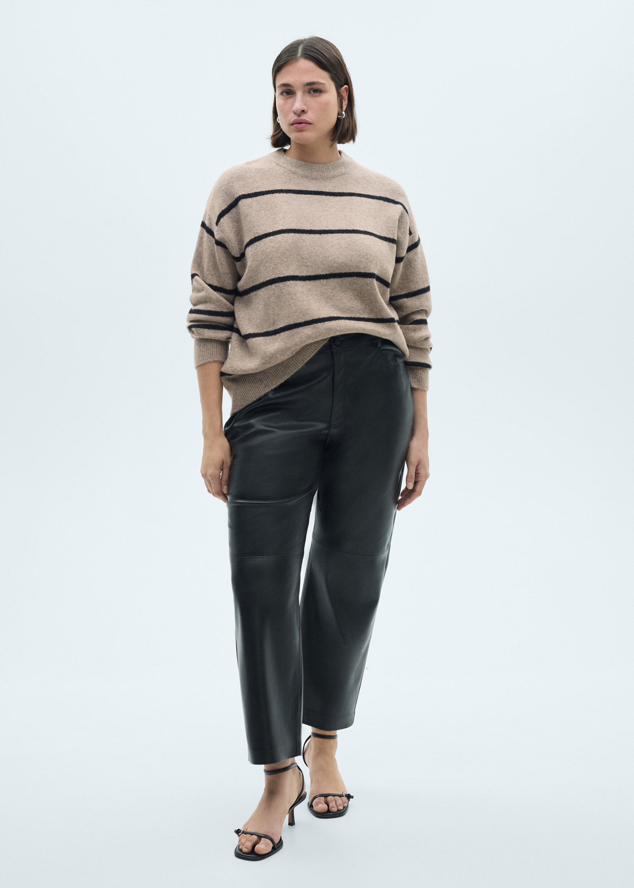 Knit striped sweater - Details of the article 3, Medium Brown. Ref: 77007694-00.