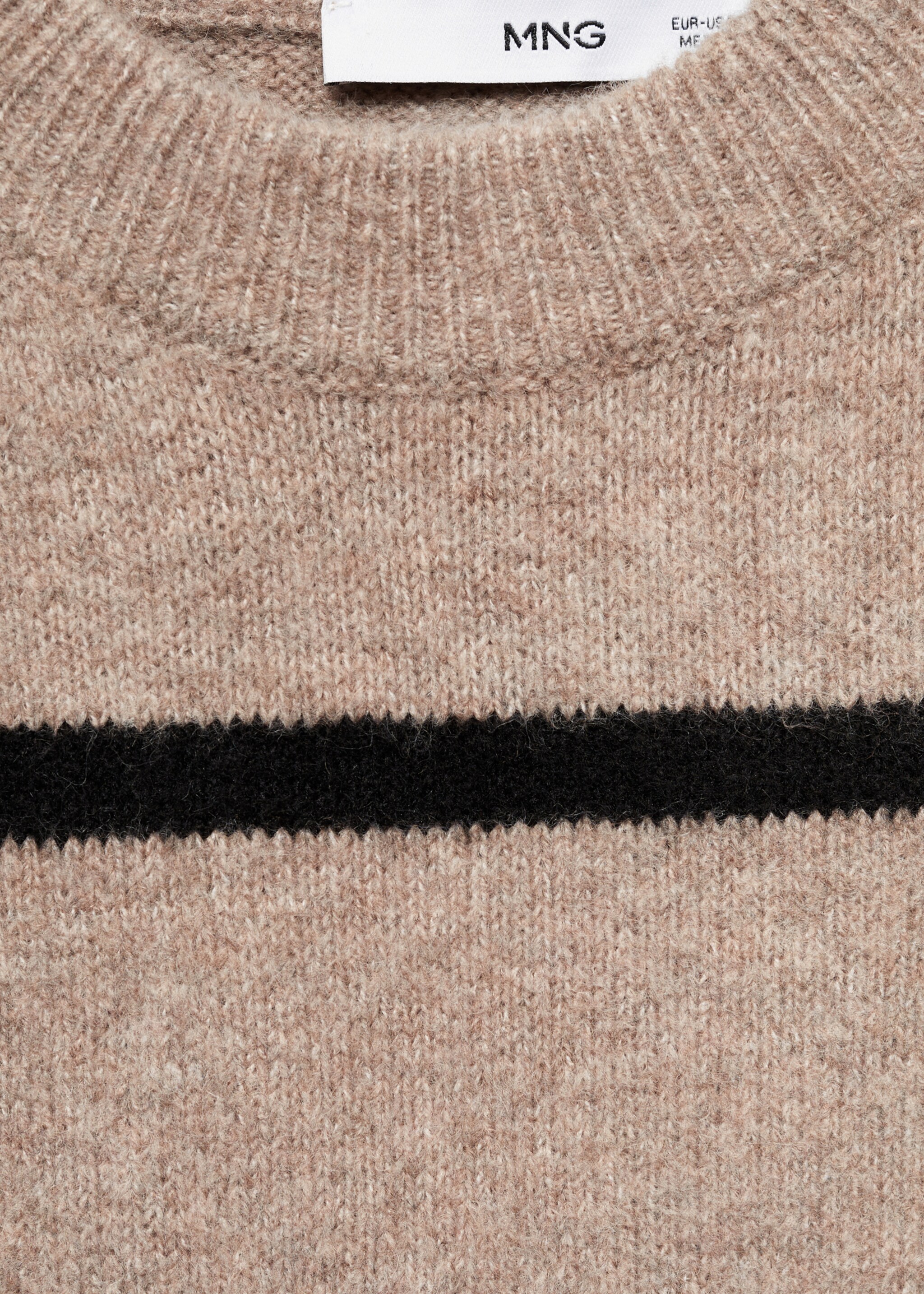 Knit striped sweater - Details of the article 8, Medium Brown. Ref: 77007694-00.