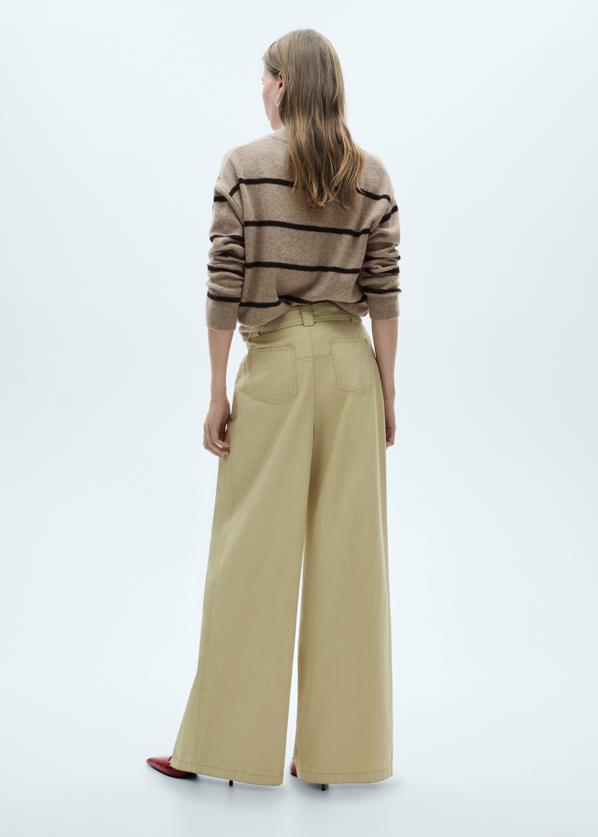 Knit striped sweater - Reverse of the article, Medium Brown. Ref: 77007694-00.