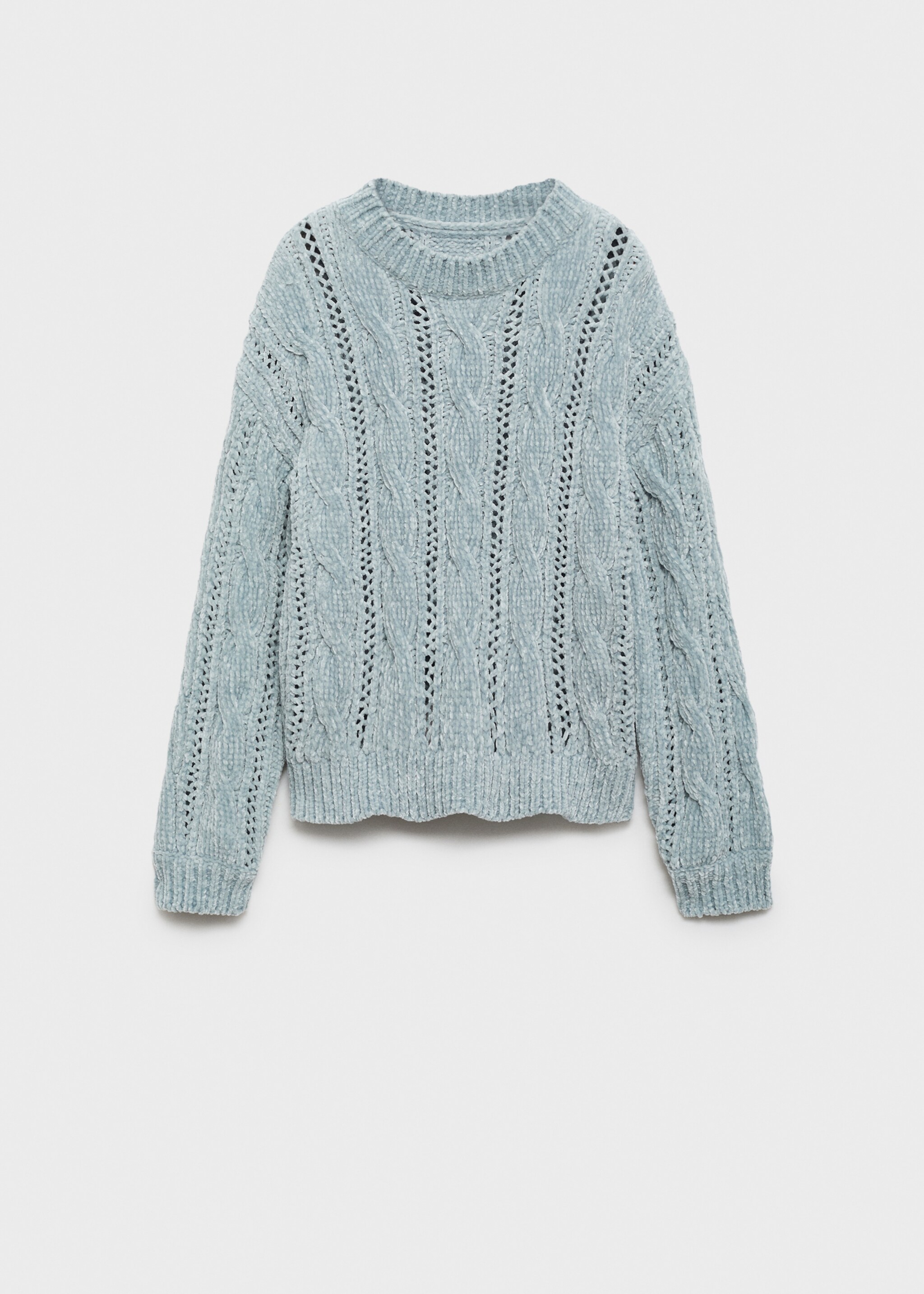 Braided knitted sweater - Article without model, Light/Pastel Grey. Ref: 77007696-00.