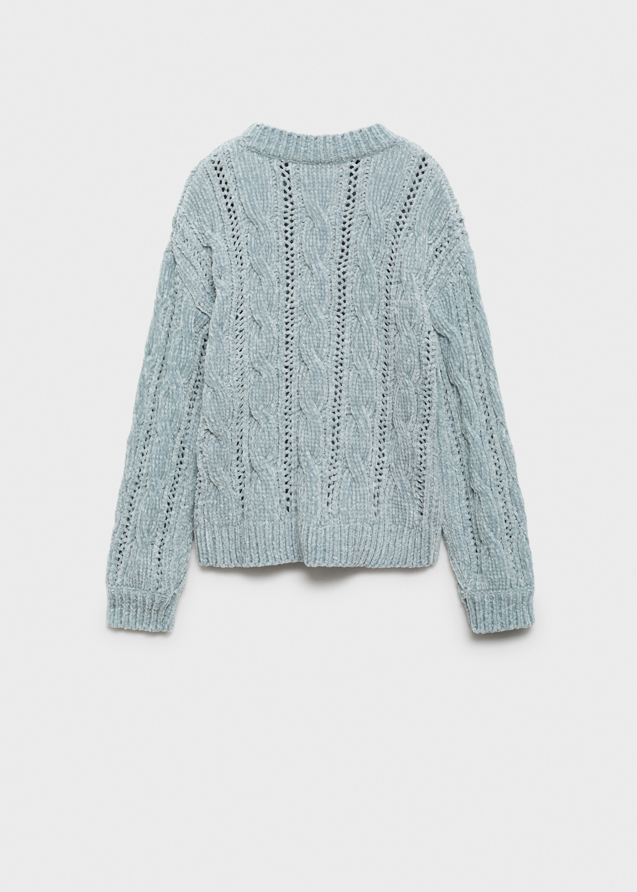 Braided knitted sweater - Reverse of the article, Light/Pastel Grey. Ref: 77007696-00.