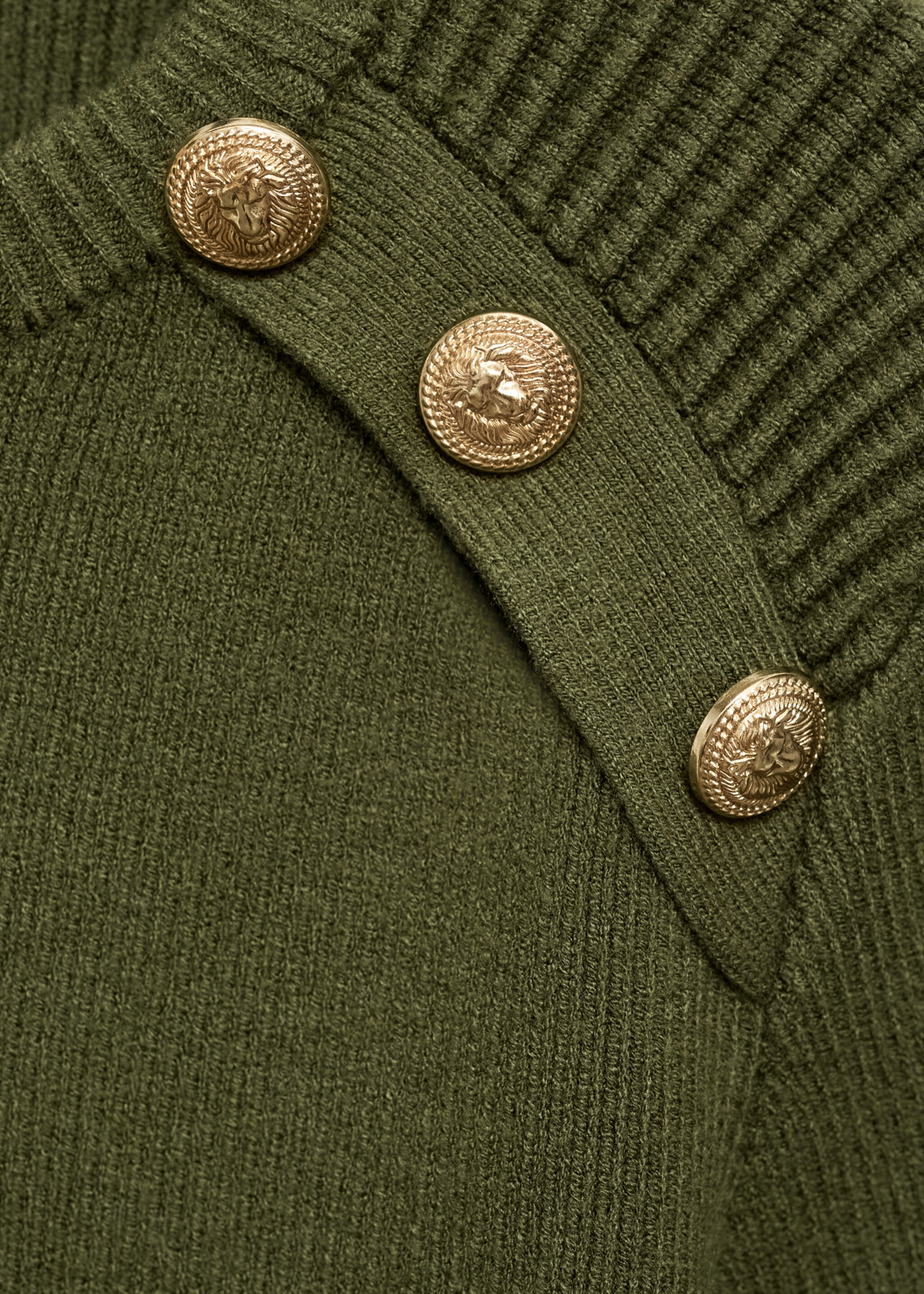 Sweater with jewel buttons - Details of the article 8, Khaki. Ref: 77007698-00.