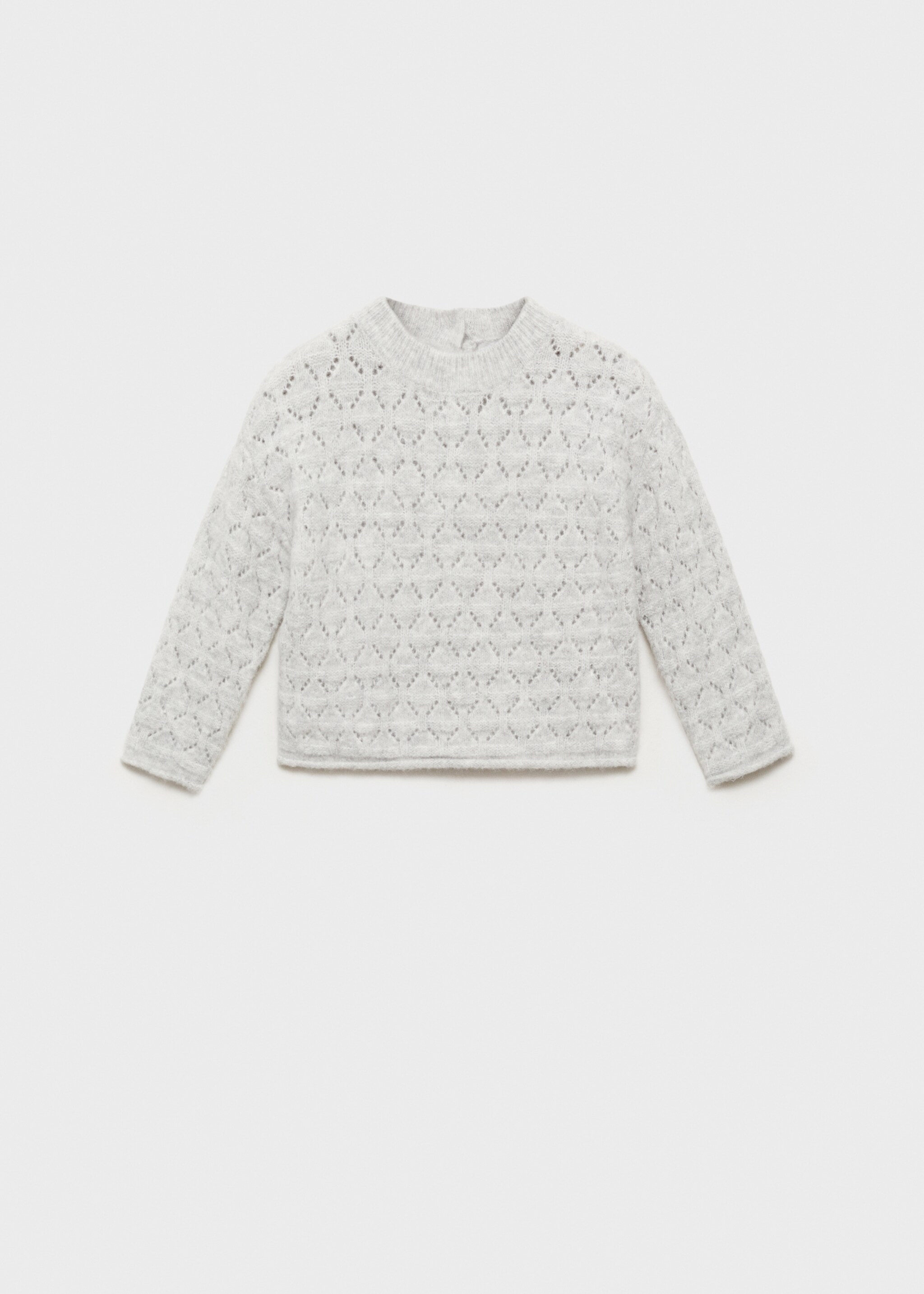 Pullover mit Lochstrickmuster - Artikel ohne Model, Hellgrau meliert. Ref: 77007699-00.