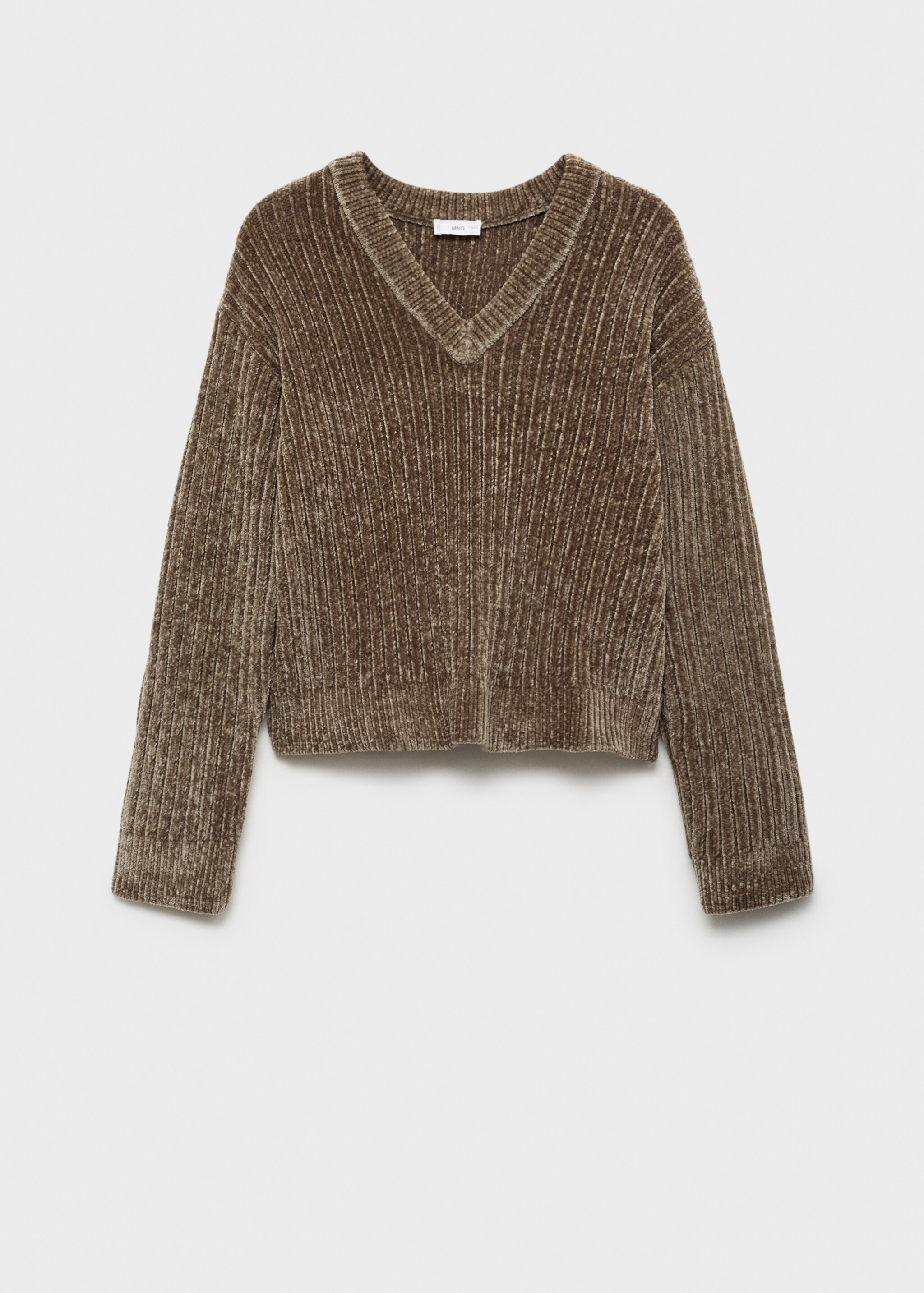 V-neck sweater - Article without model, Brown. Ref: 77007702-00.