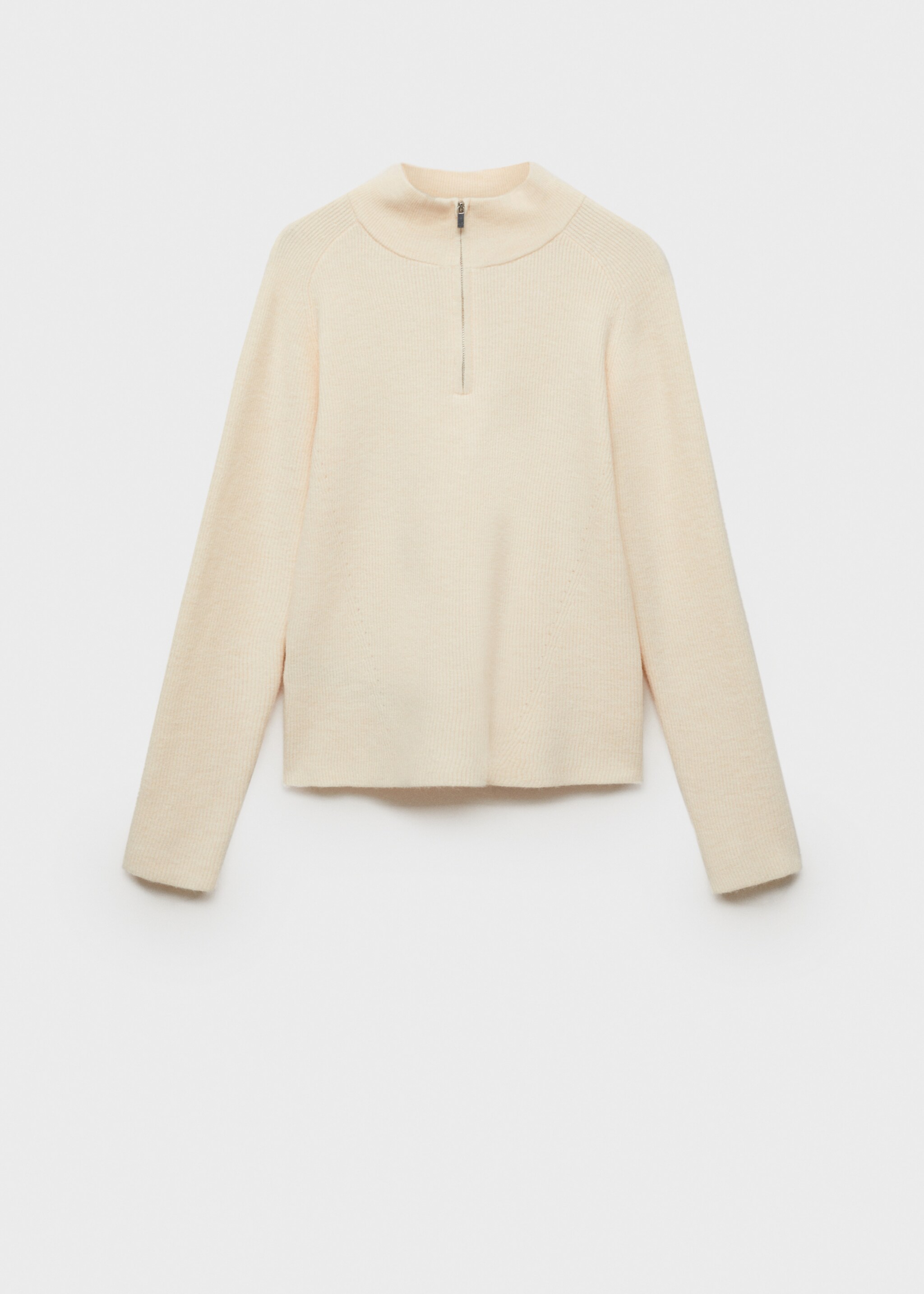 Perkins-neck sweater with zip - Article without model, Ecru. Ref: 77007704-00.