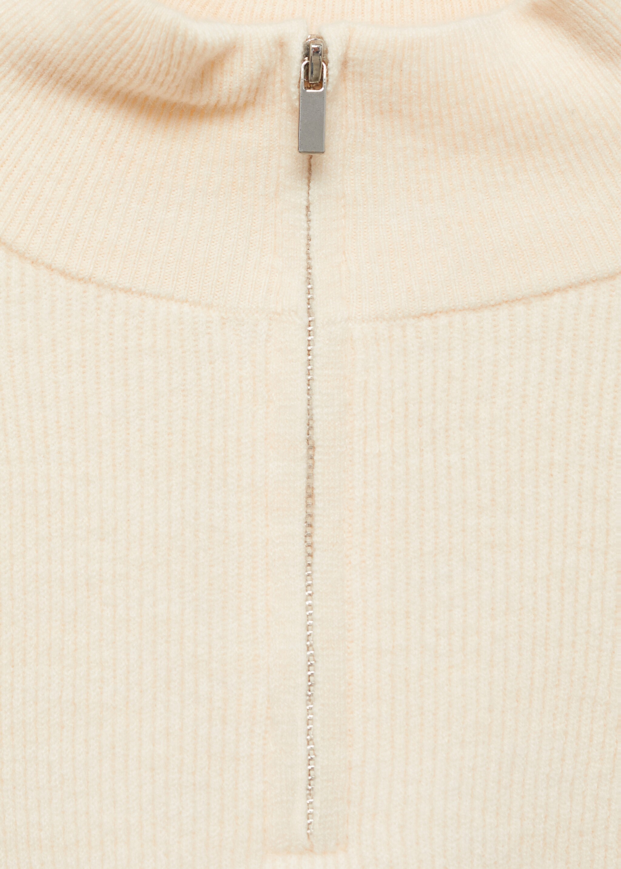 Perkins-neck sweater with zip - Details of the article 8, Ecru. Ref: 77007704-00.