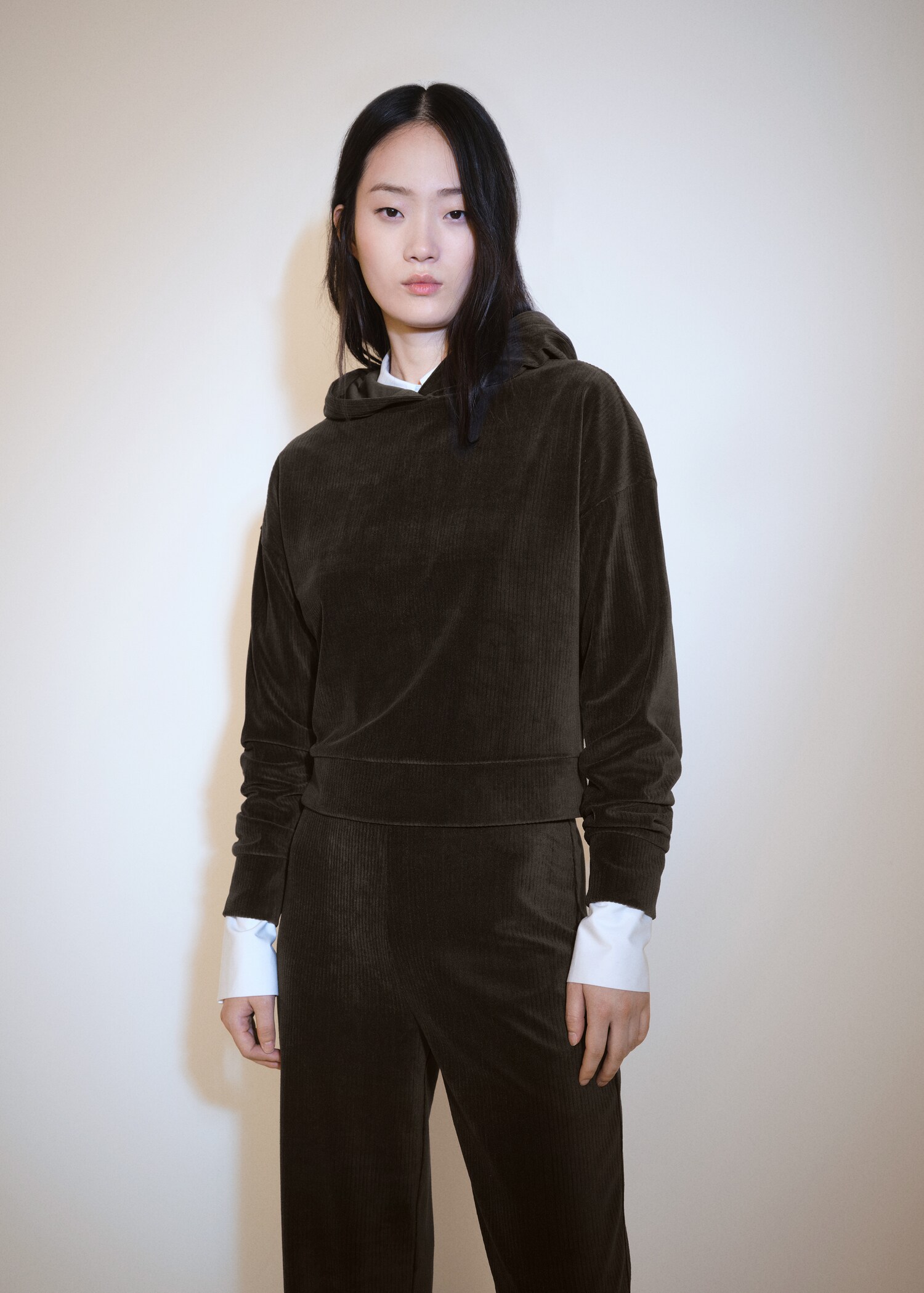 Corduroy hooded sweatshirt - Medium plane