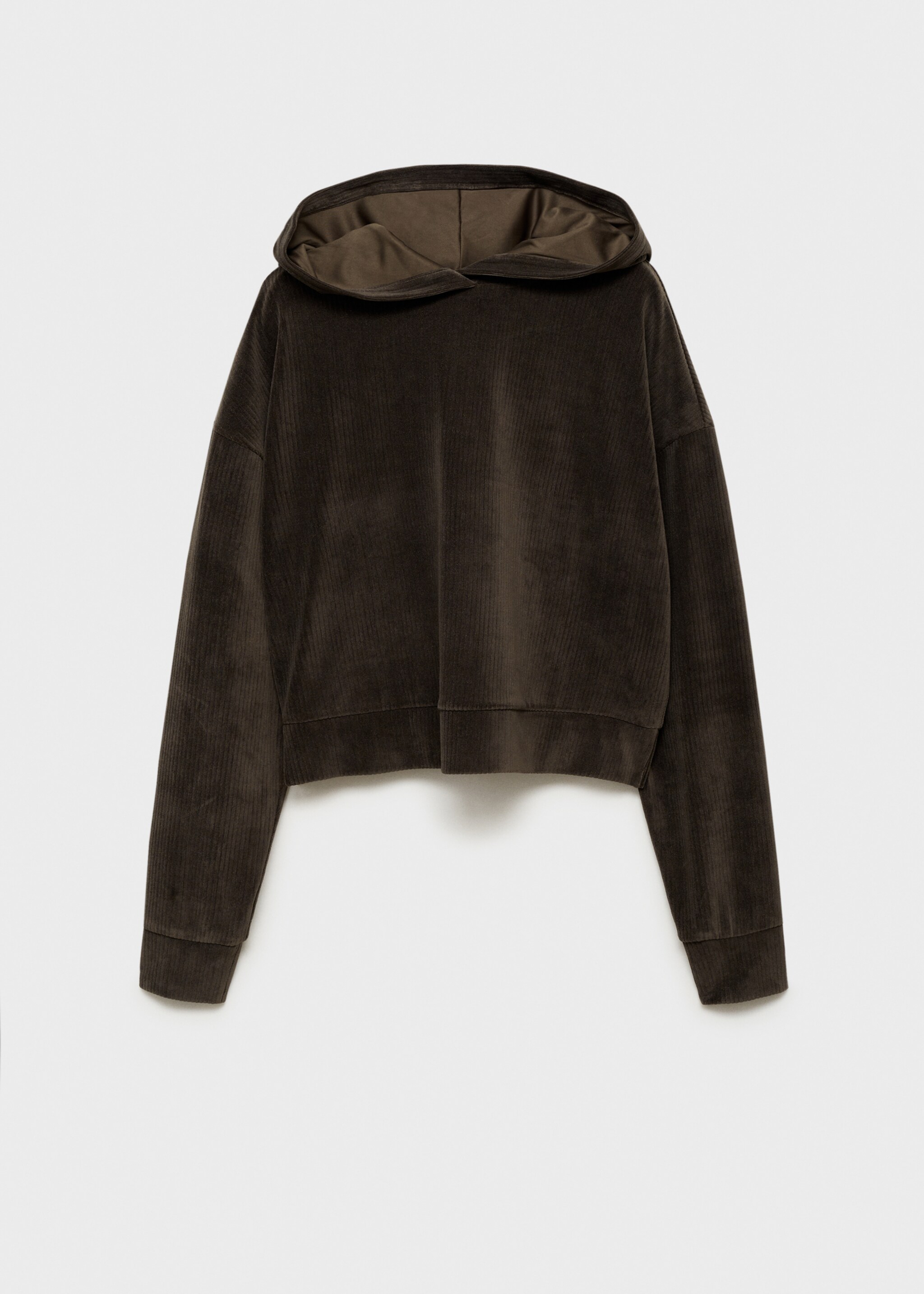 Corduroy hooded sweatshirt - Article without model, Khaki. Ref: 77007710-00.