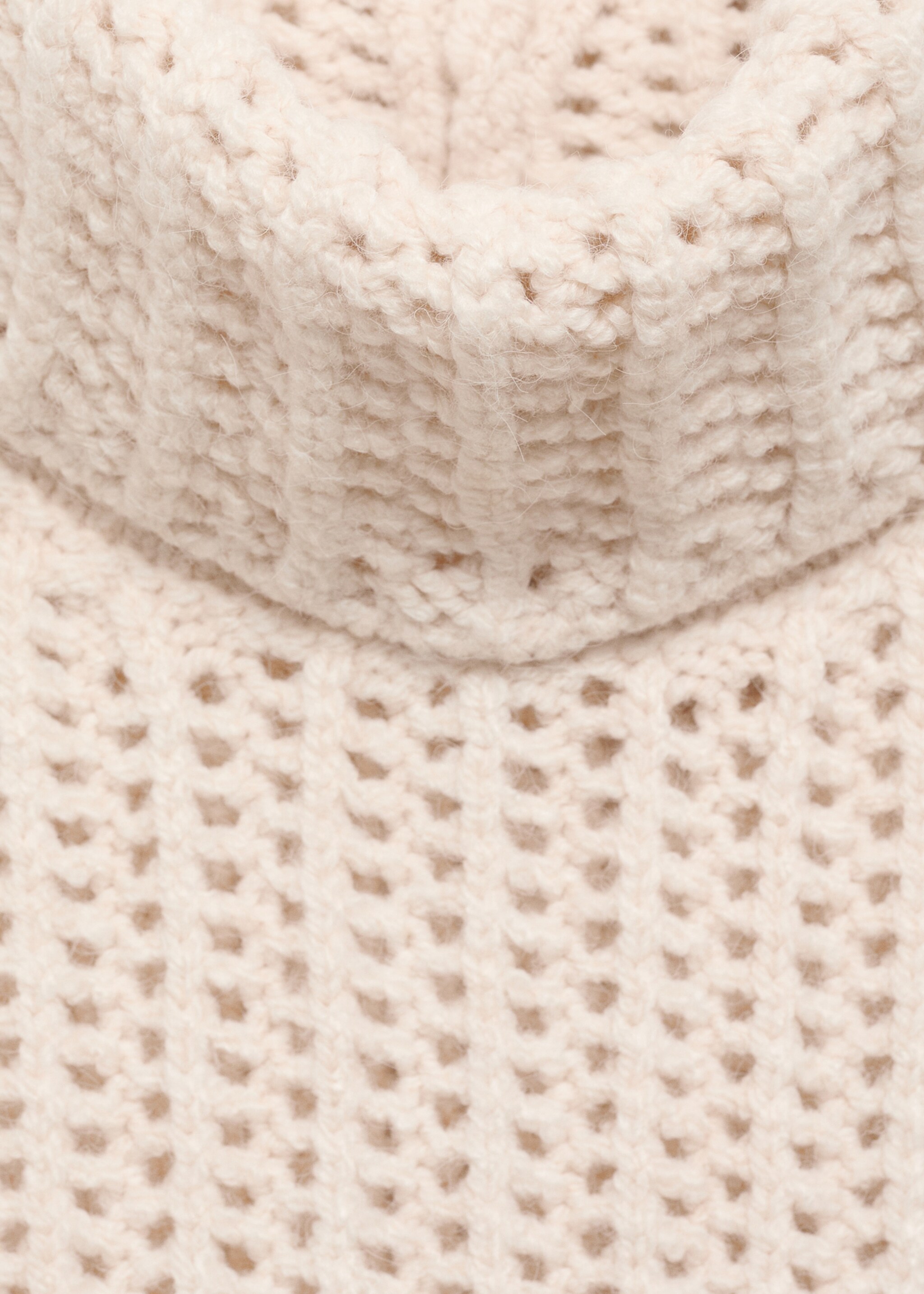Openwork turtleneck sweater - Details of the article 8, Ecru. Ref: 77007715-00.