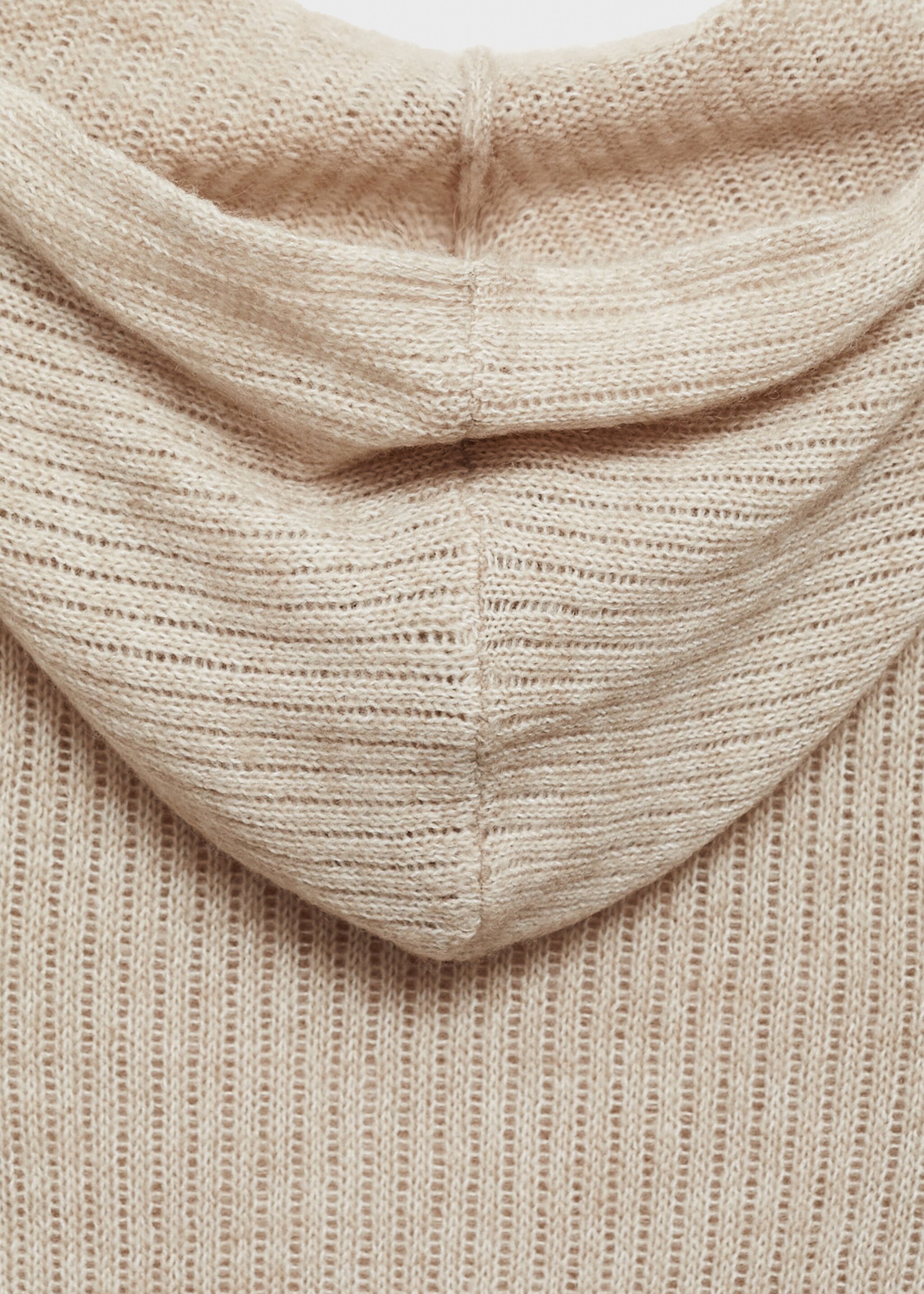 Ribbed hooded sweater - Details of the article 0, Sand. Ref: 77007718-00.