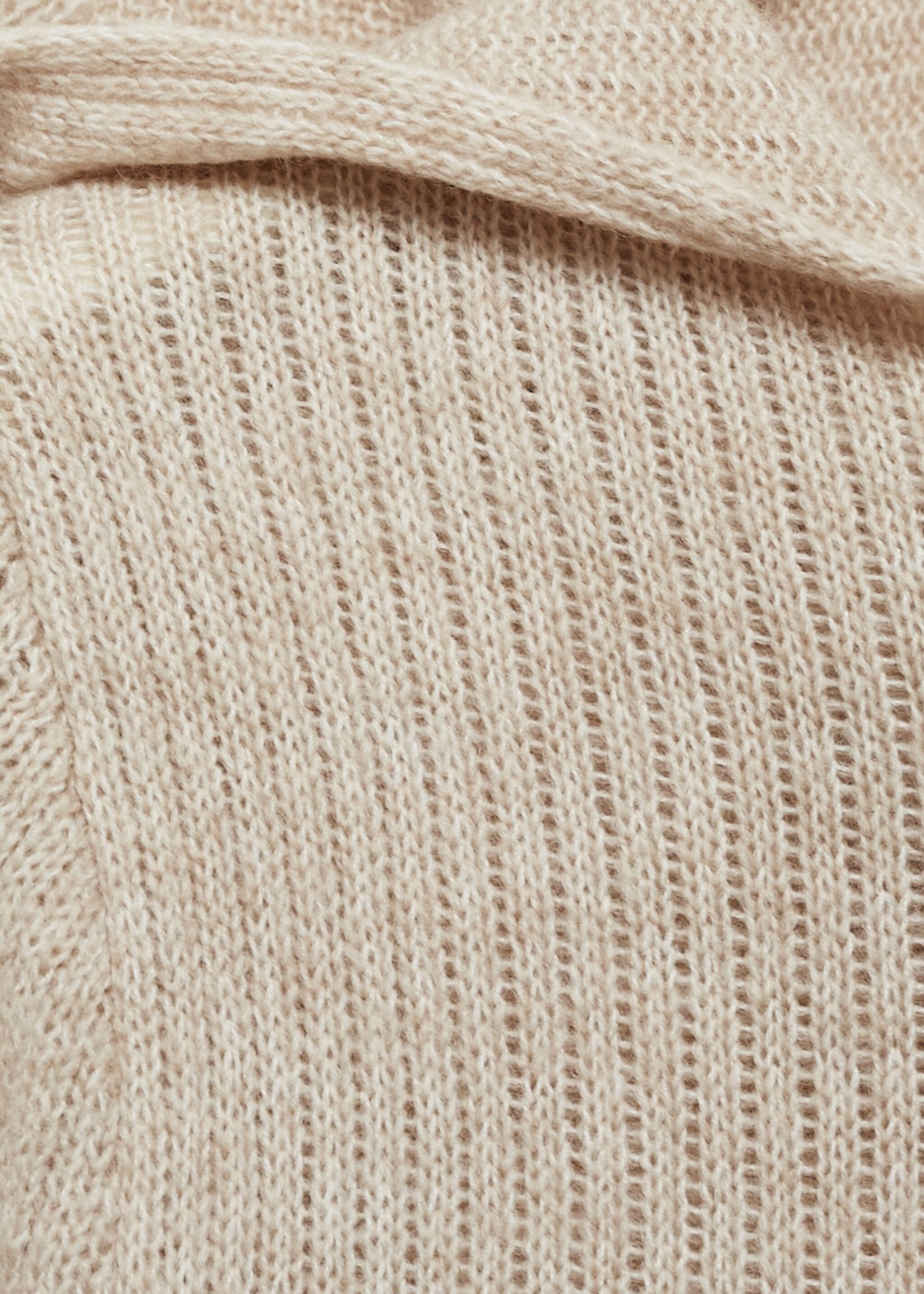 Ribbed hooded sweater - Details of the article 8, Sand. Ref: 77007718-00.