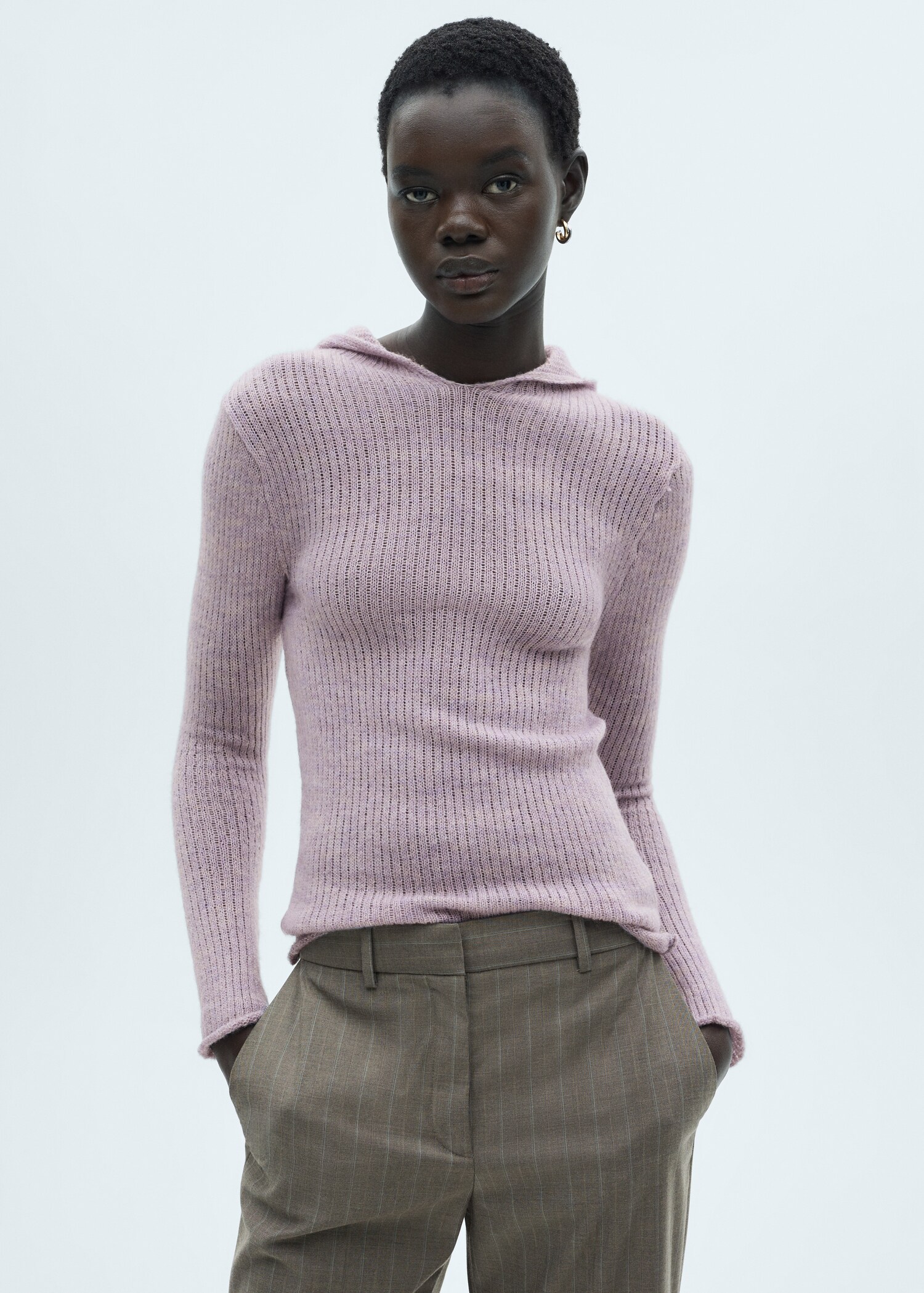 Ribbed hooded sweater - Medium plane