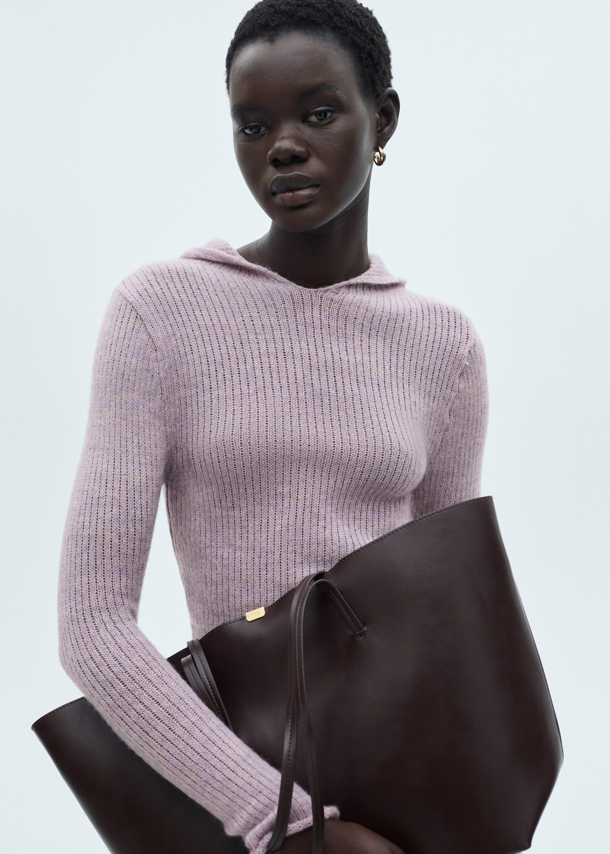 Ribbed hooded sweater - Details of the article 2, Light/Pastel Purple. Ref: 77007718-00.