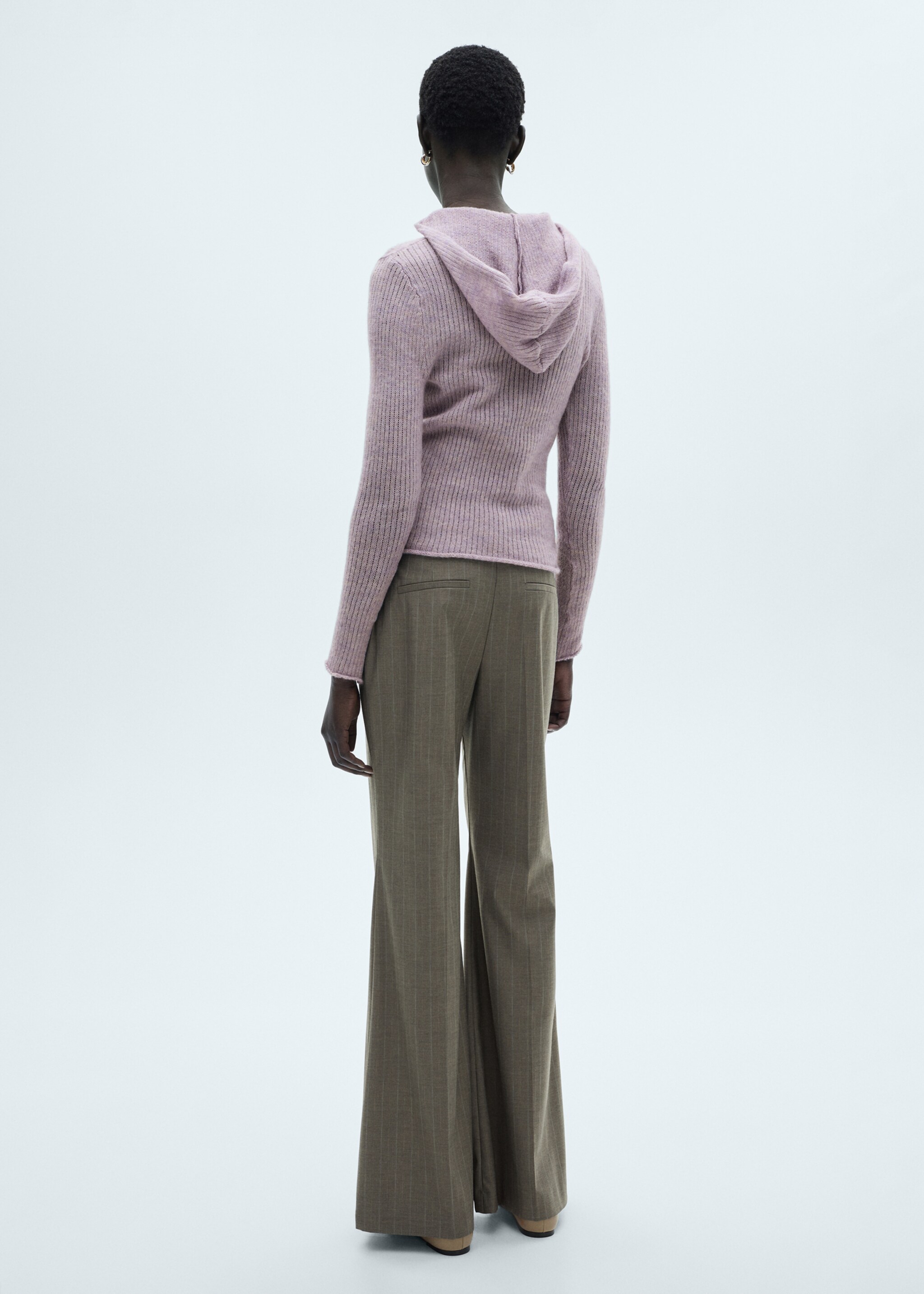 Ribbed hooded sweater - Reverse of the article, Light/Pastel Purple. Ref: 77007718-00.