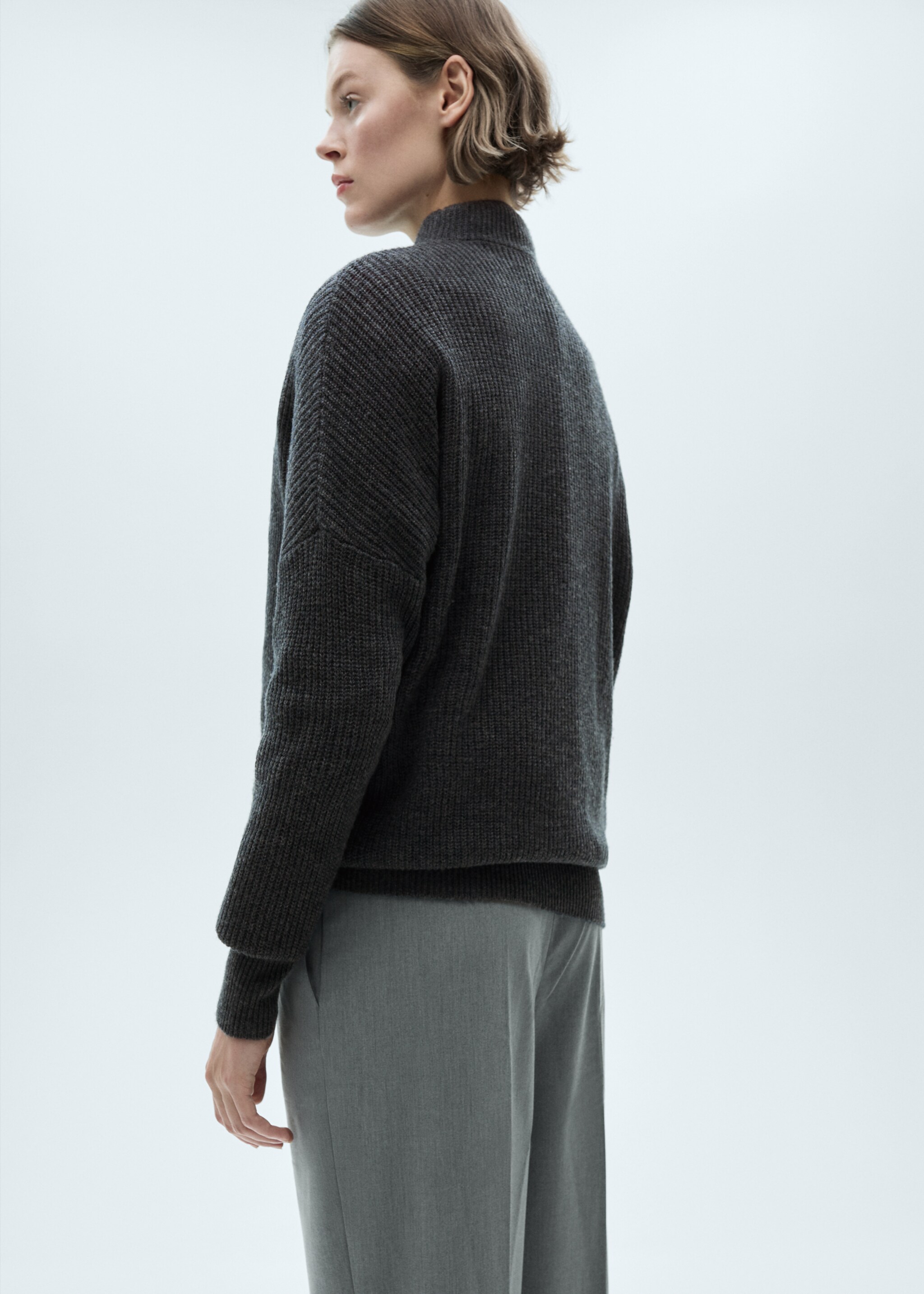 Oversized-Baumwollpullover - Rückseite des Artikels, Anthrazit. Ref: 77007722-00.