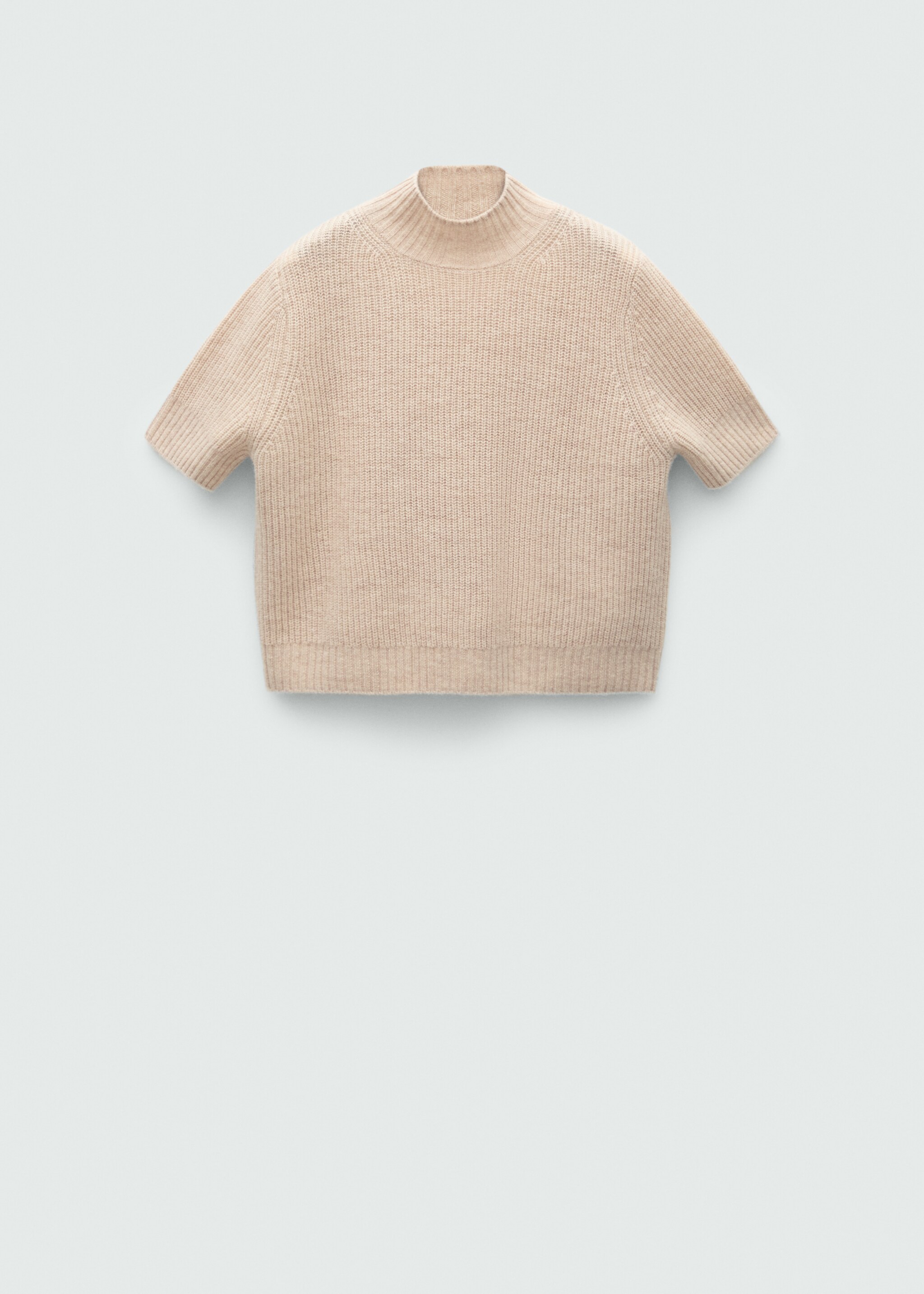 Short-sleeved wool sweater - Article without model, Light/Pastel Grey. Ref: 77007723-00.