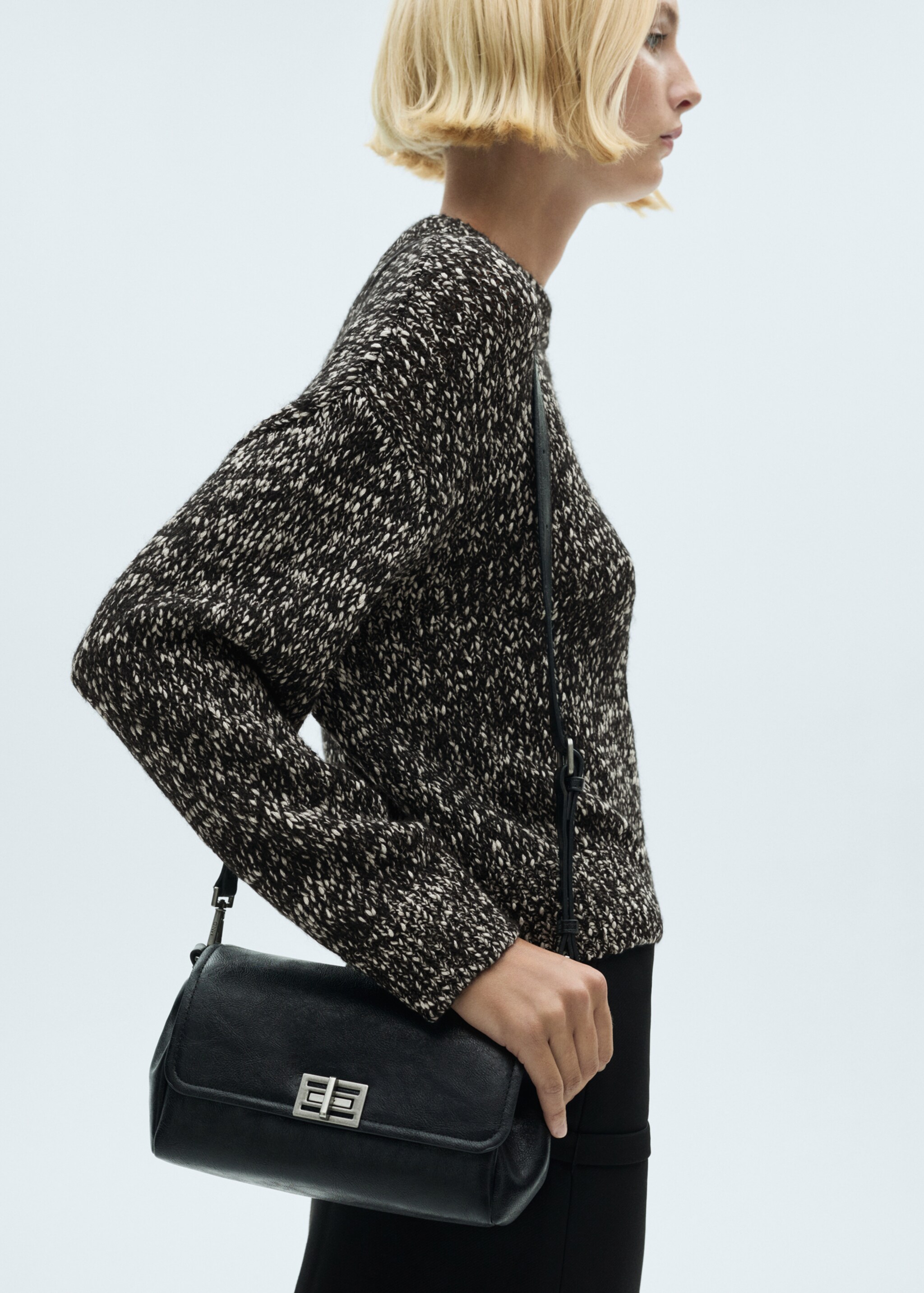 Mottled round-neck sweater - Medium plane, Grey. Ref: 77007727-00.