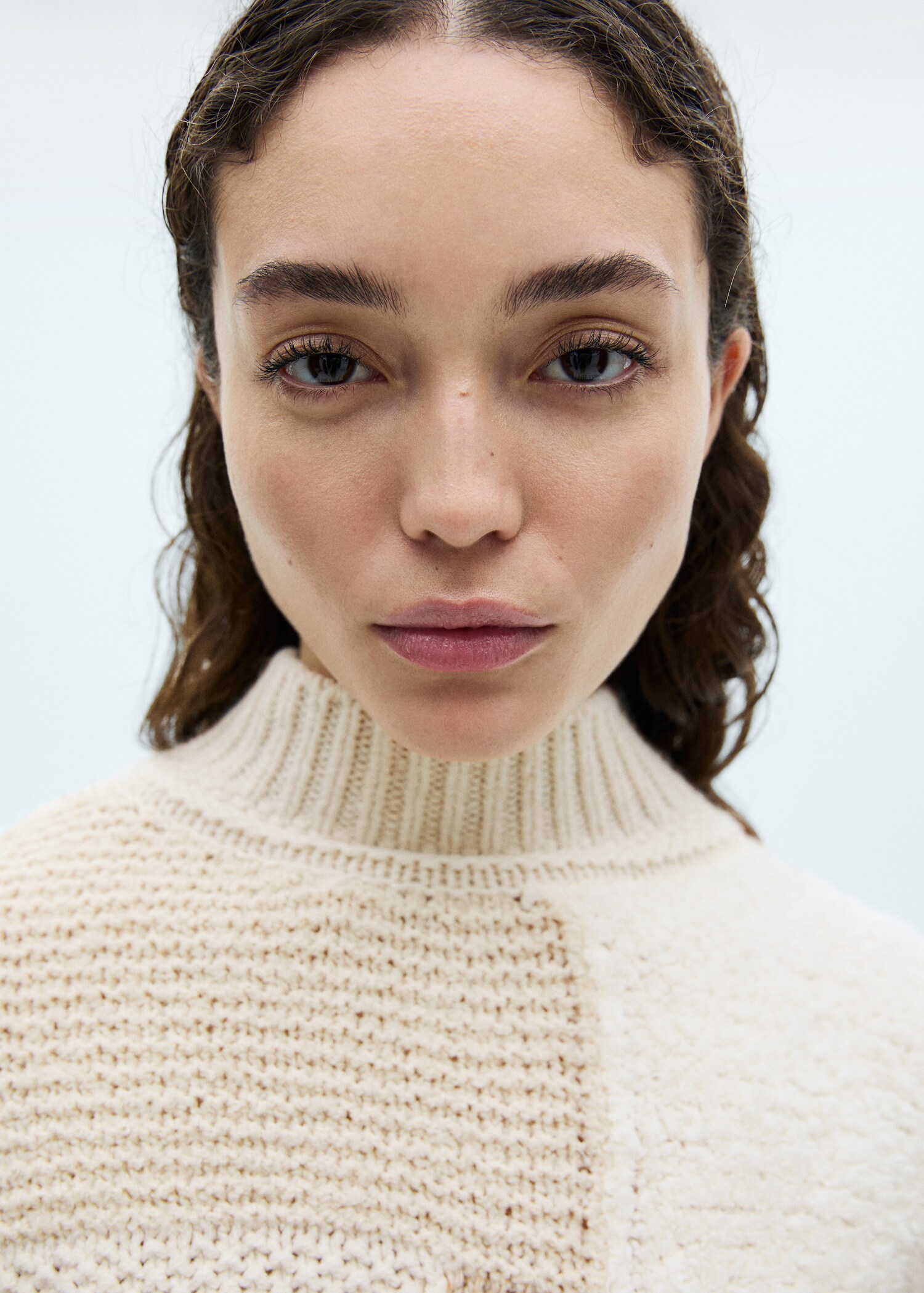 Patchwork sweater with perkins neck - Details of the article 1