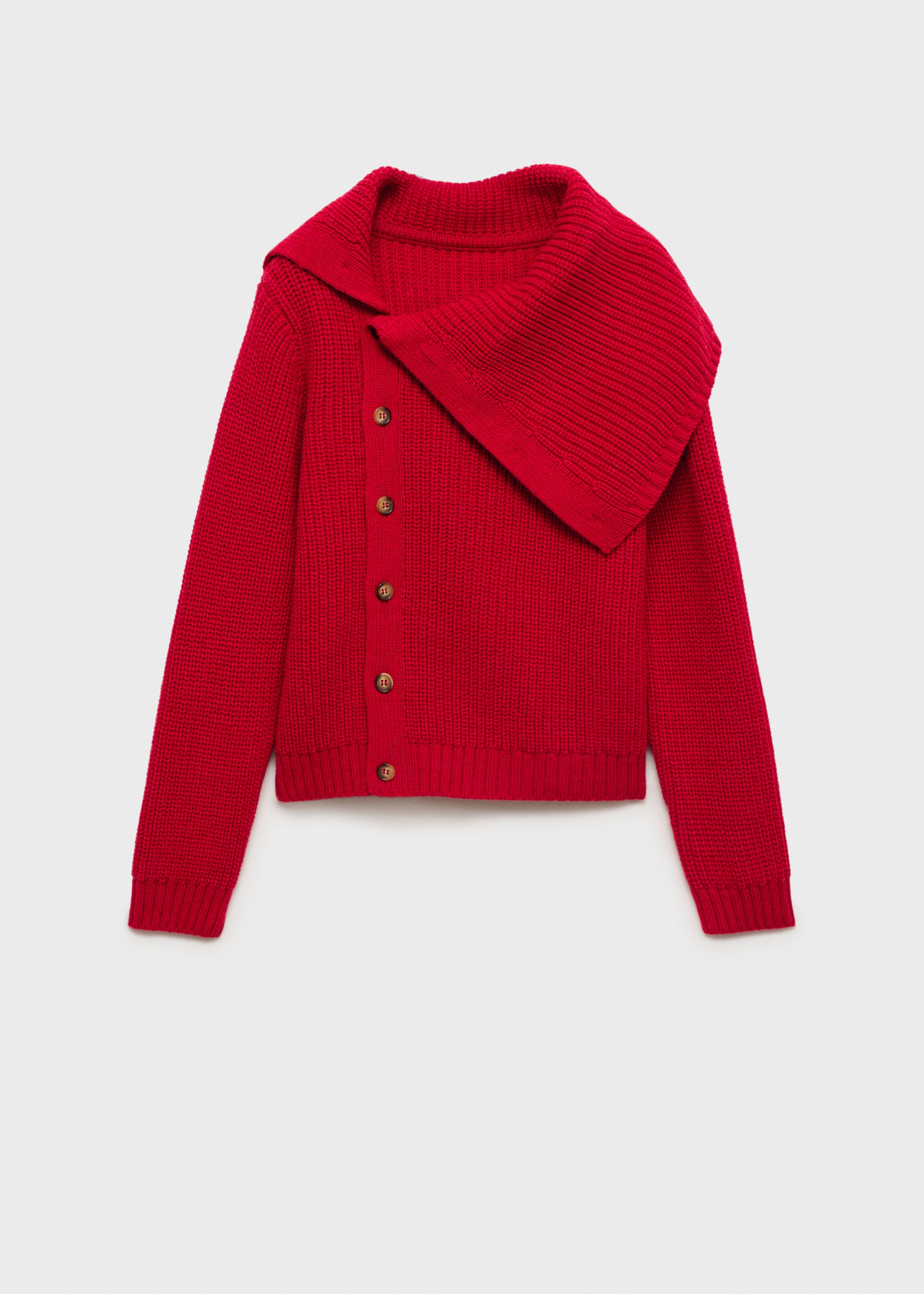 Funnel-neck sweater with buttons - Article without model, Red. Ref: 77007733-00.