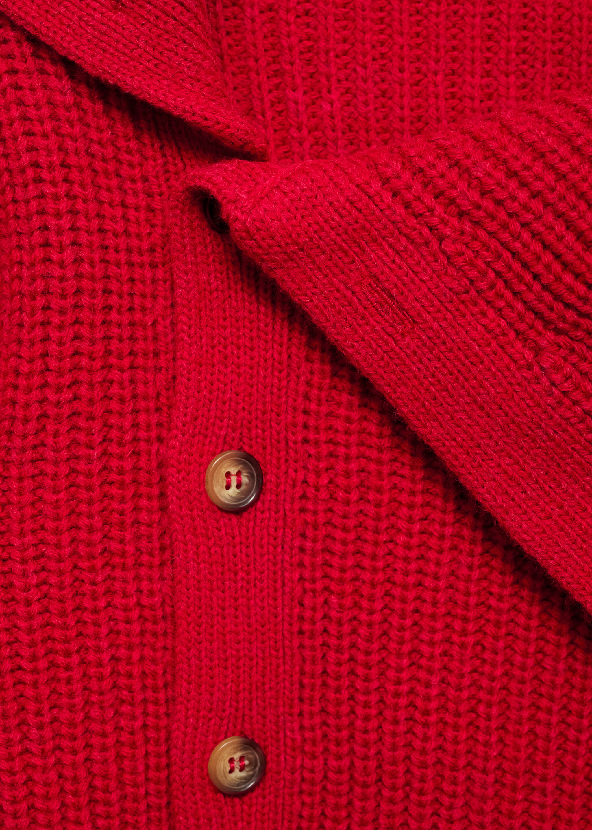 Funnel-neck sweater with buttons - Details of the article 8, Red. Ref: 77007733-00.