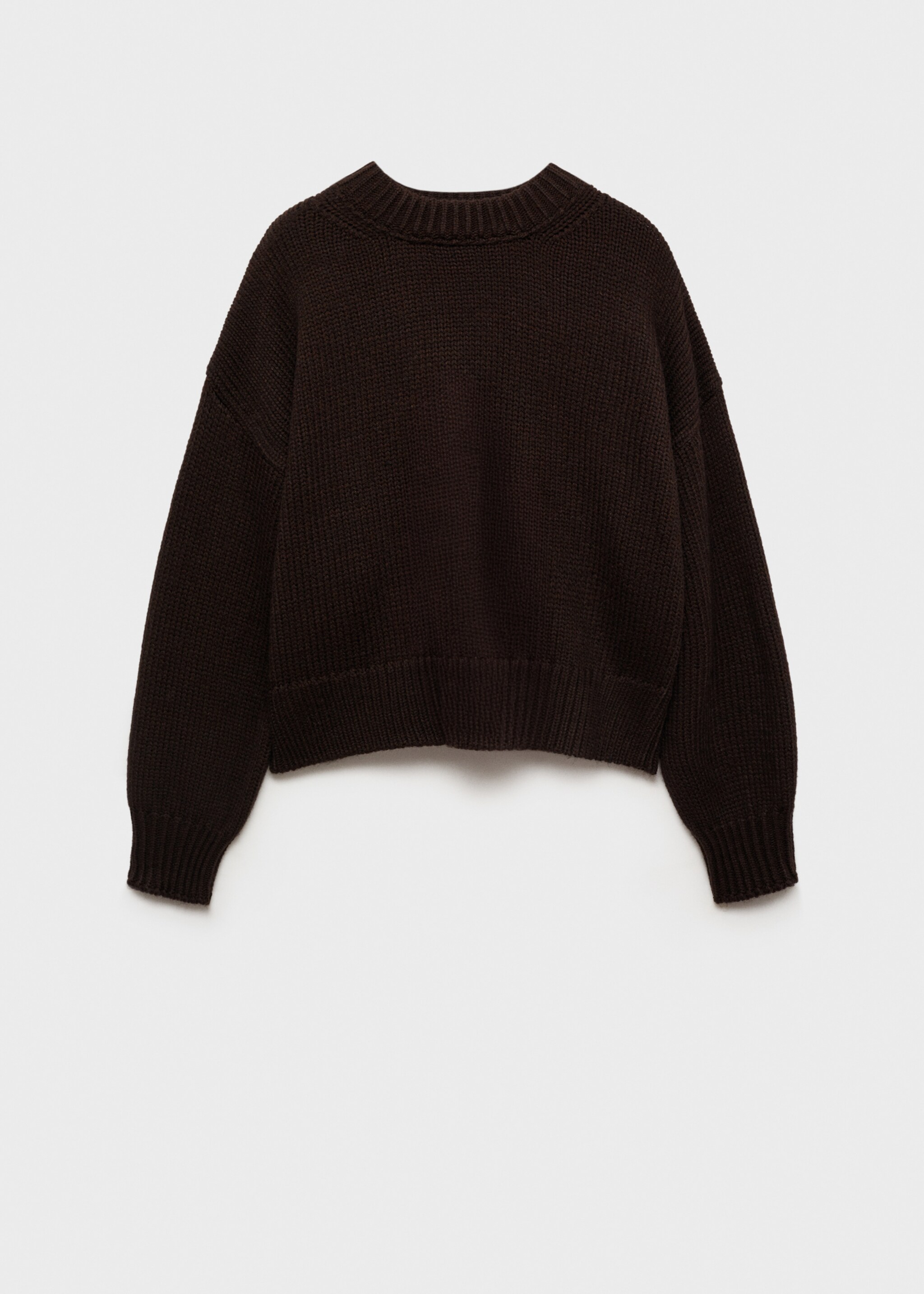 Round-neck knitted sweater - Article without model, Brown. Ref: 77007734-00.