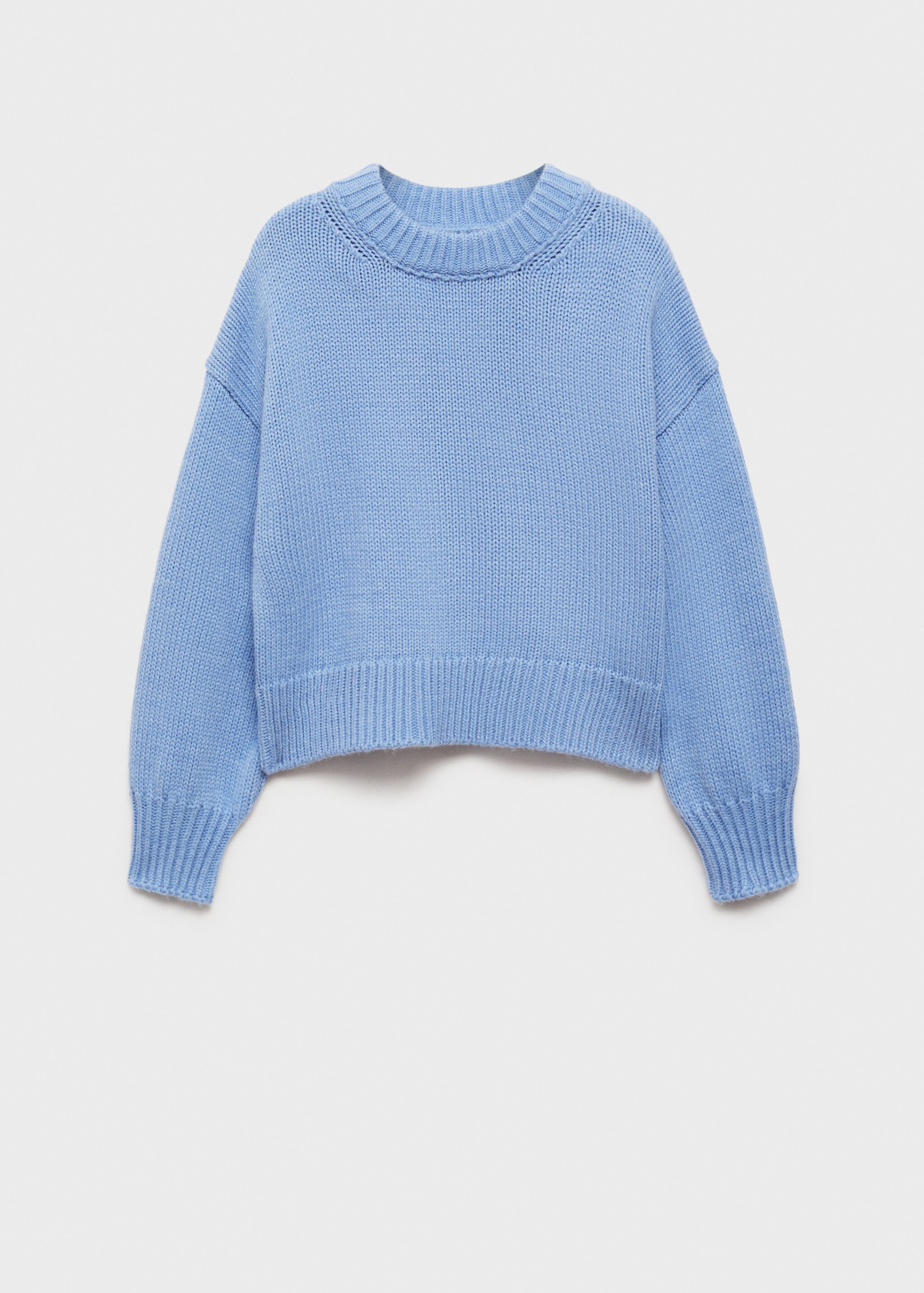 Round-neck knitted sweater - Article without model, Sky Blue. Ref: 77007734-00.