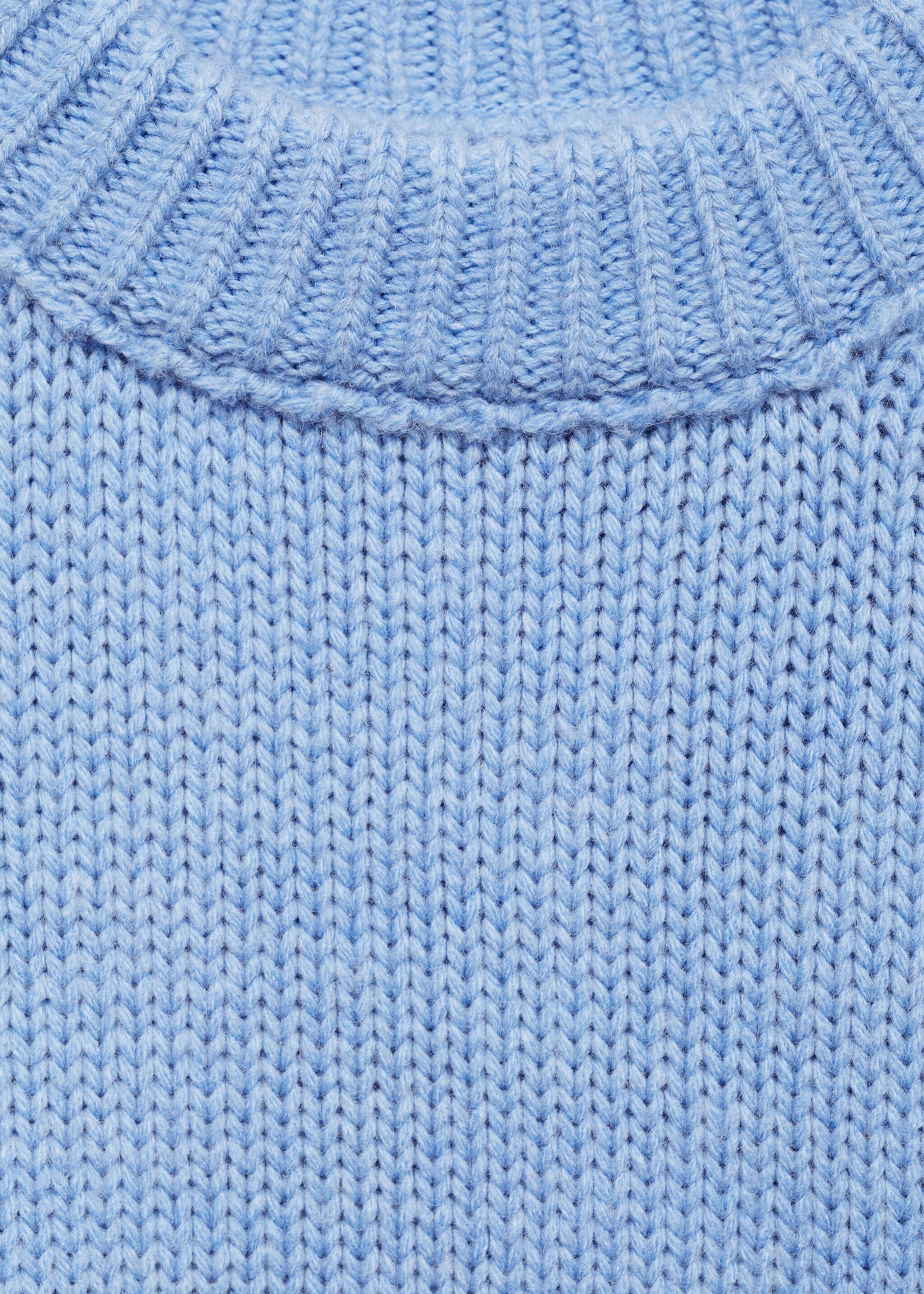 Round-neck knitted sweater - Details of the article 8, Sky Blue. Ref: 77007734-00.