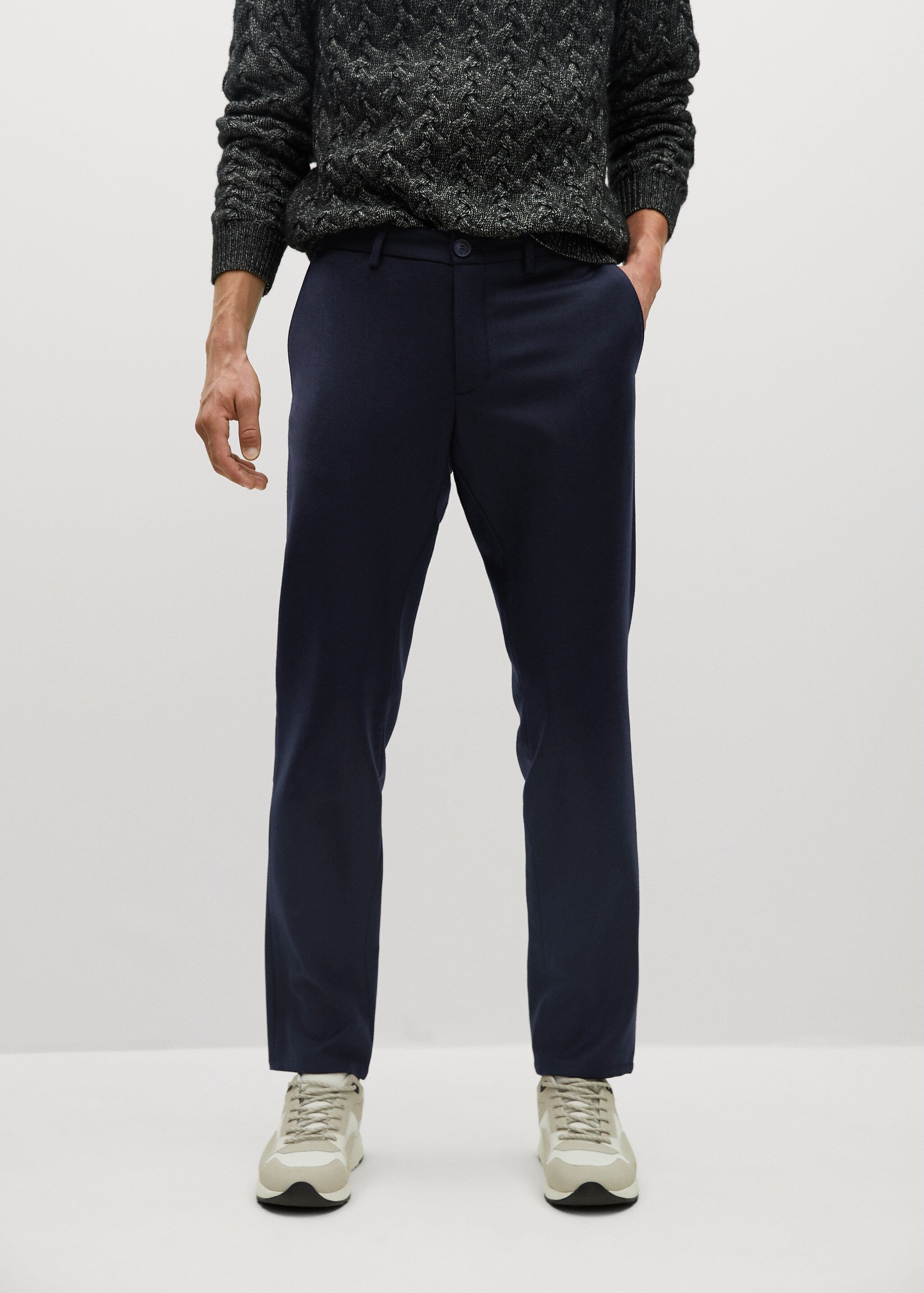 Vlněné kalhoty slim fit stretch - Náhled ve středové rovině