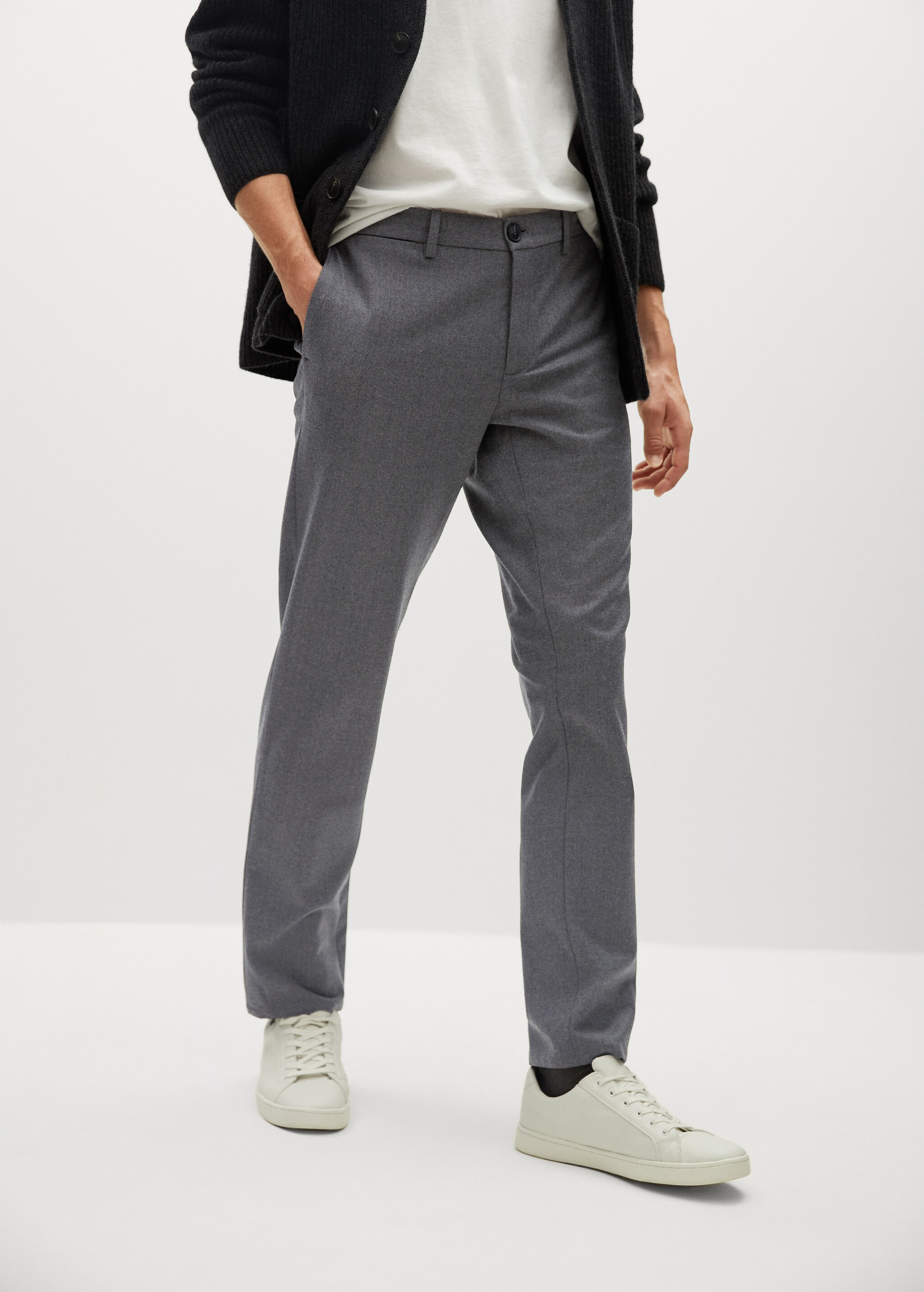 Vlněné kalhoty slim fit stretch - Náhled ve středové rovině