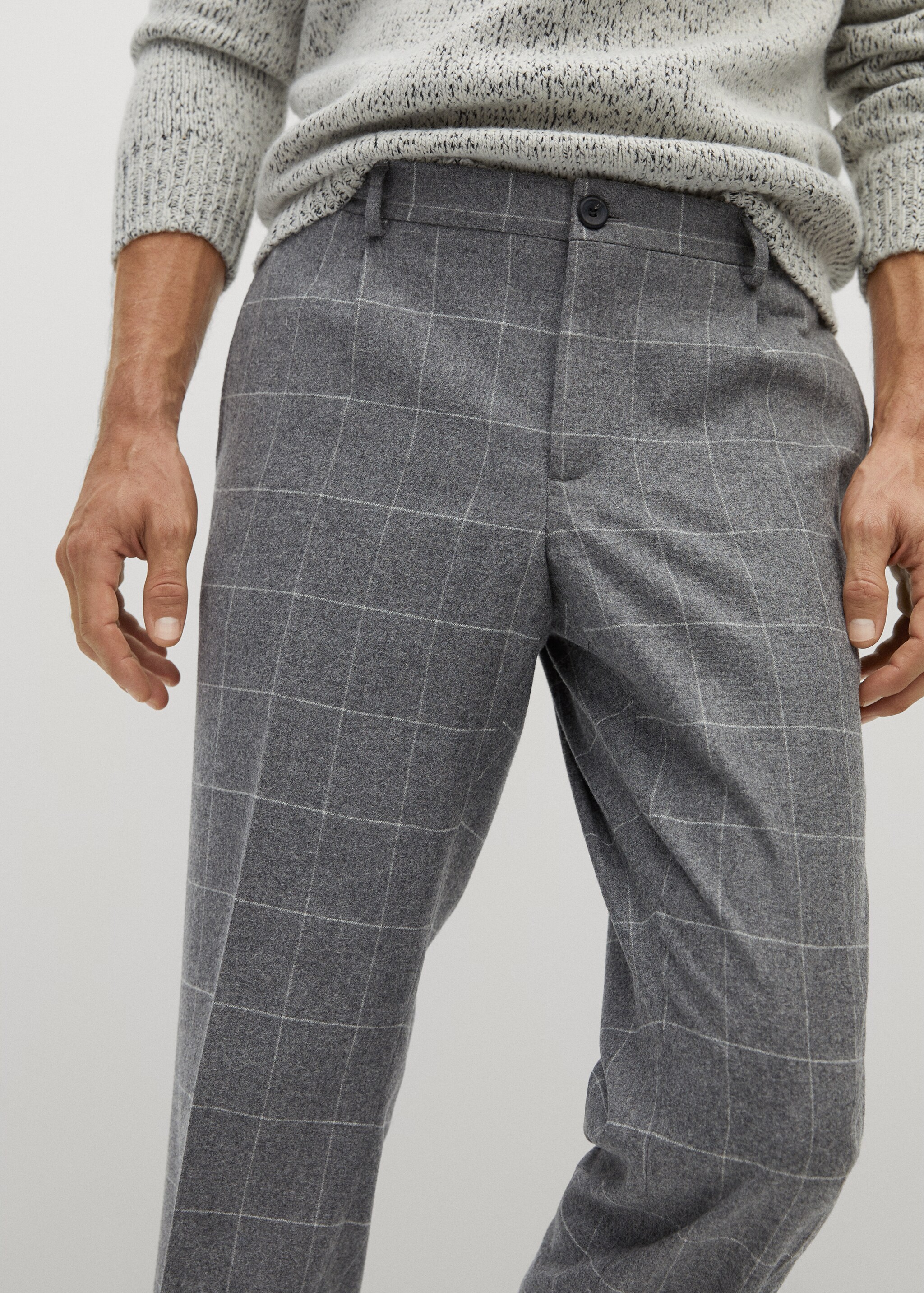 Pantalón traje slim fit lana cuadros - Detalle del artículo 1