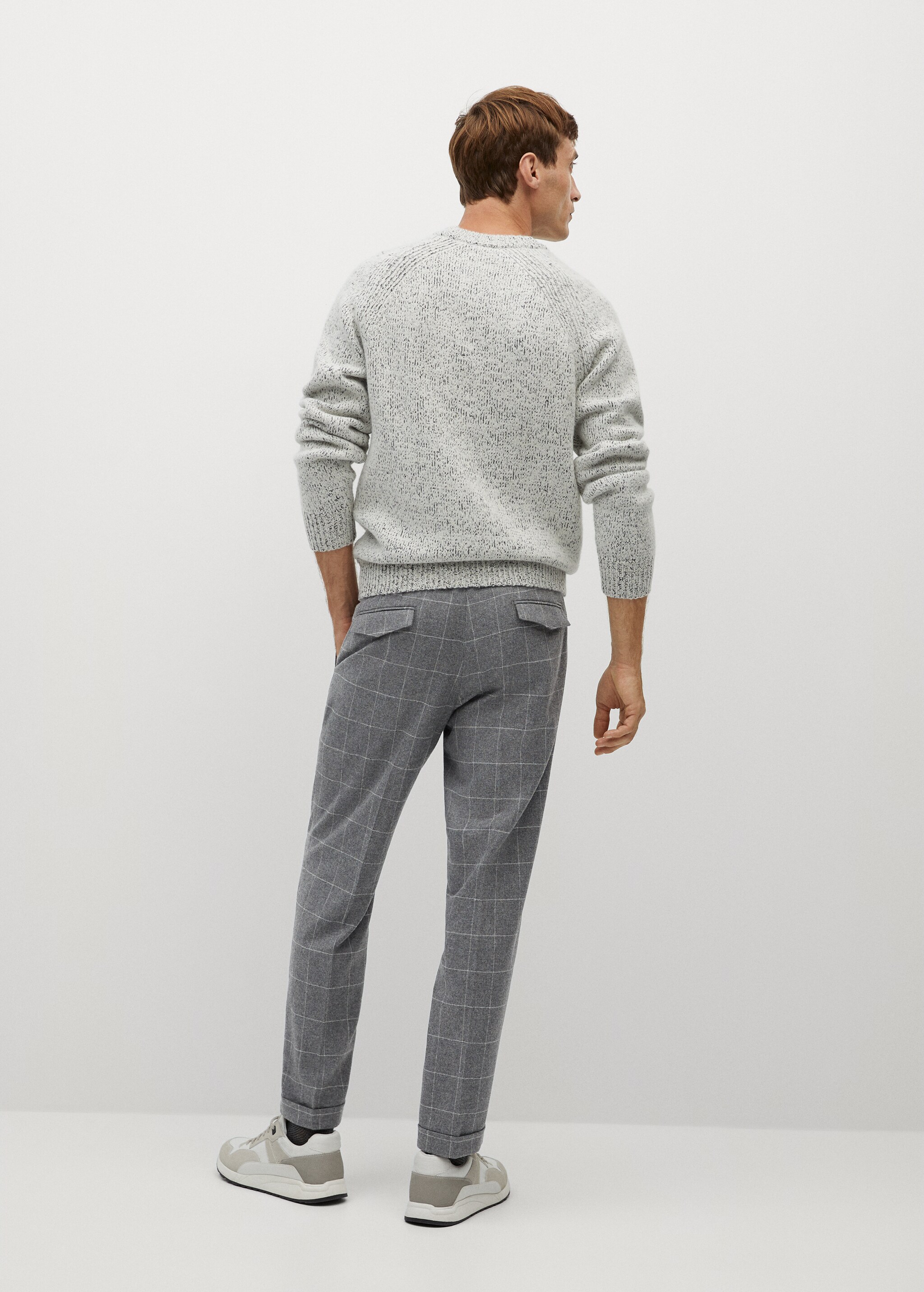 Pantalón traje slim fit lana cuadros - Reverso del artículo