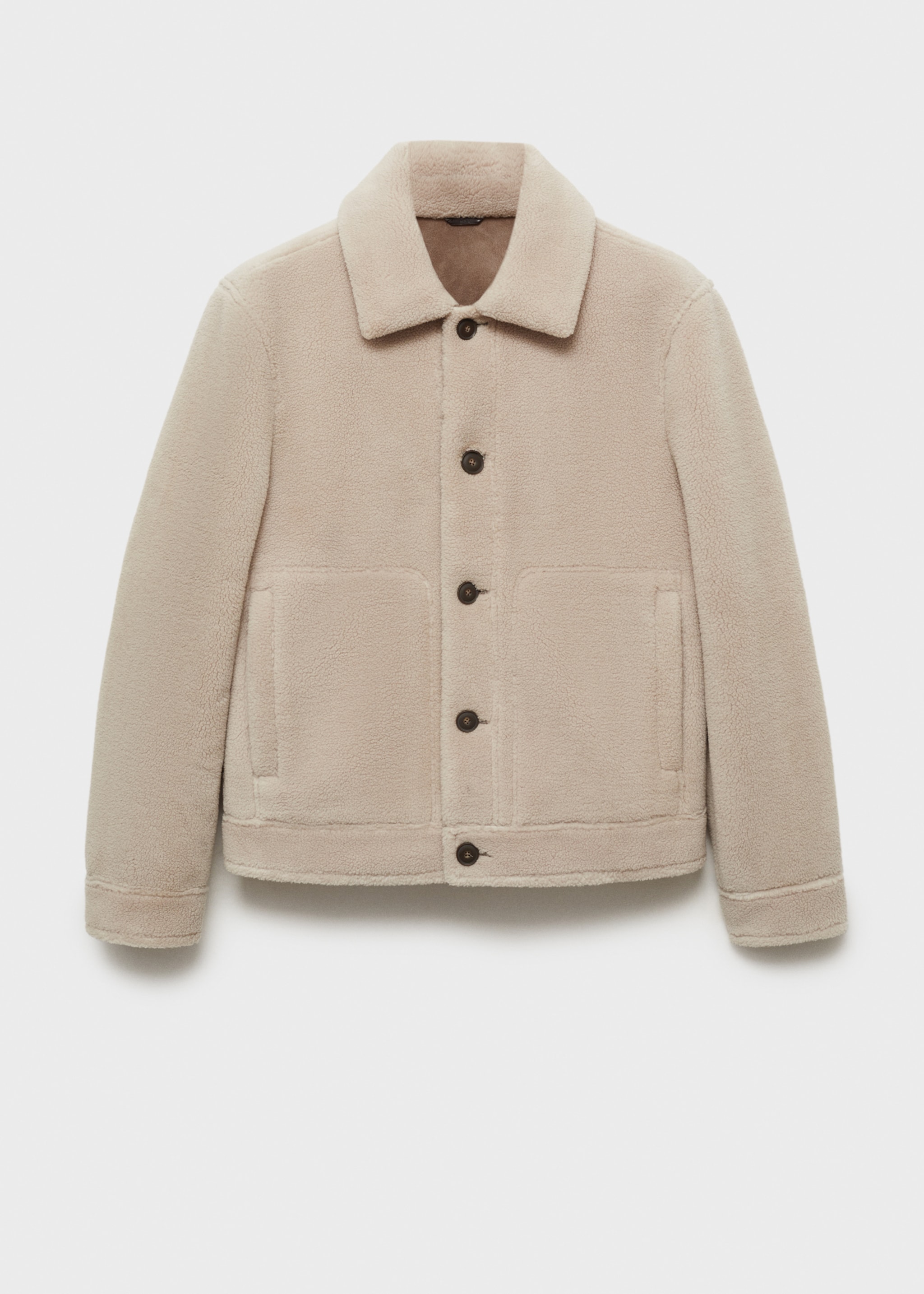 Regular fit sheepskin jacket with buttons - Article without model, Ecru. Ref: 77007919-00.