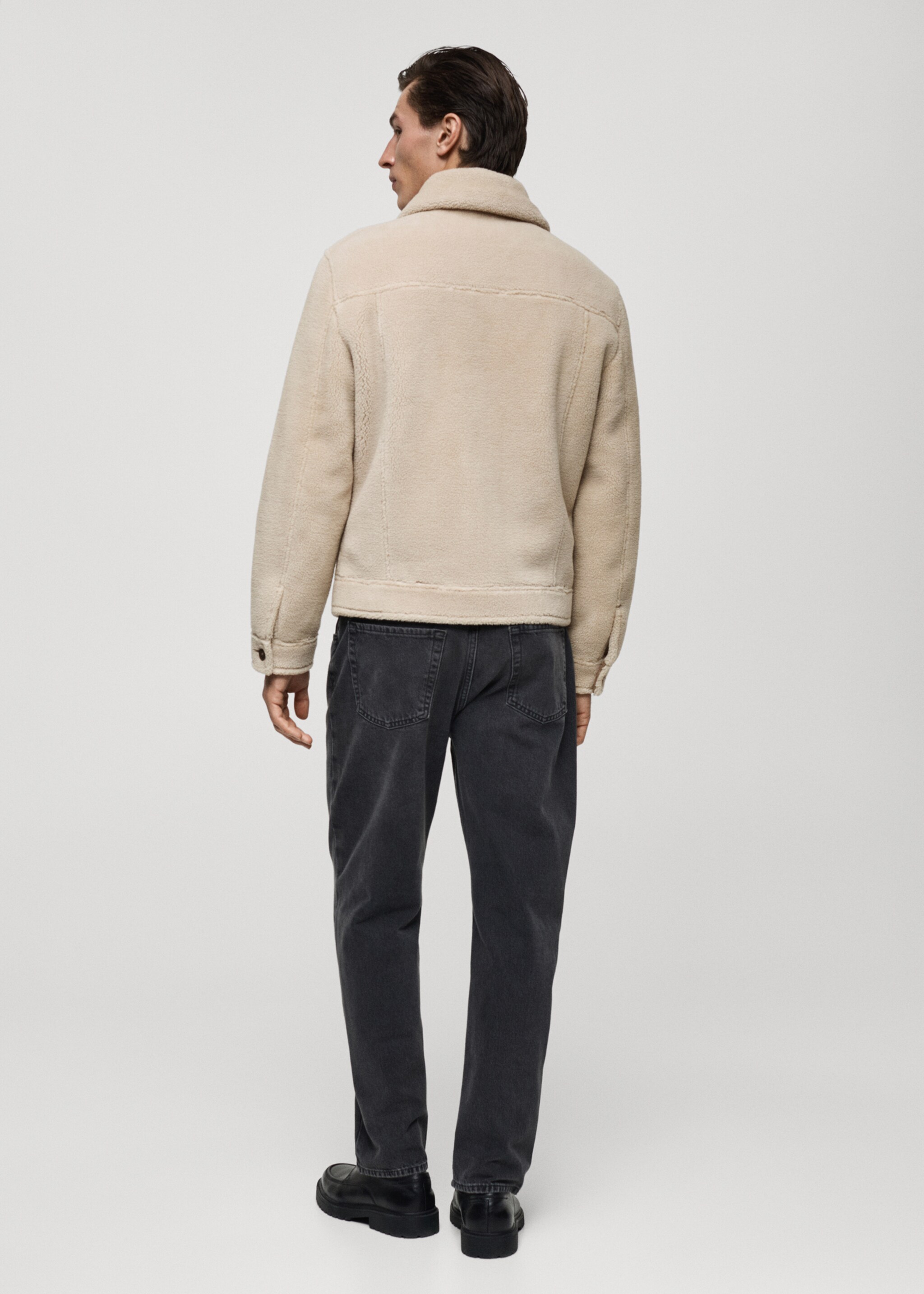 Regular fit sheepskin jacket with buttons - Reverse of the article, Ecru. Ref: 77007919-00.