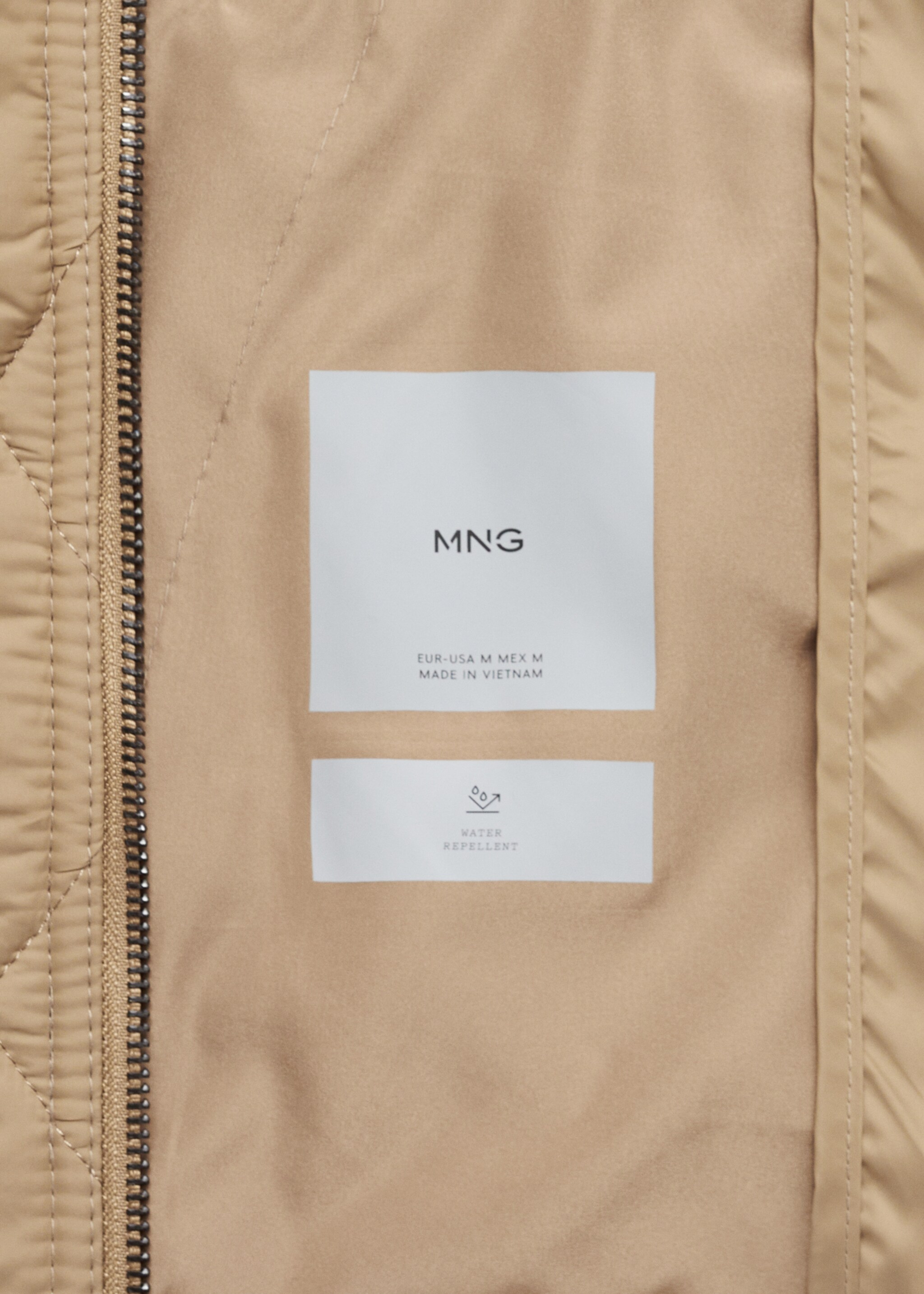 Quilted jacket with corduroy collar - Details of the article 0, Beige. Ref: 77007922-00.