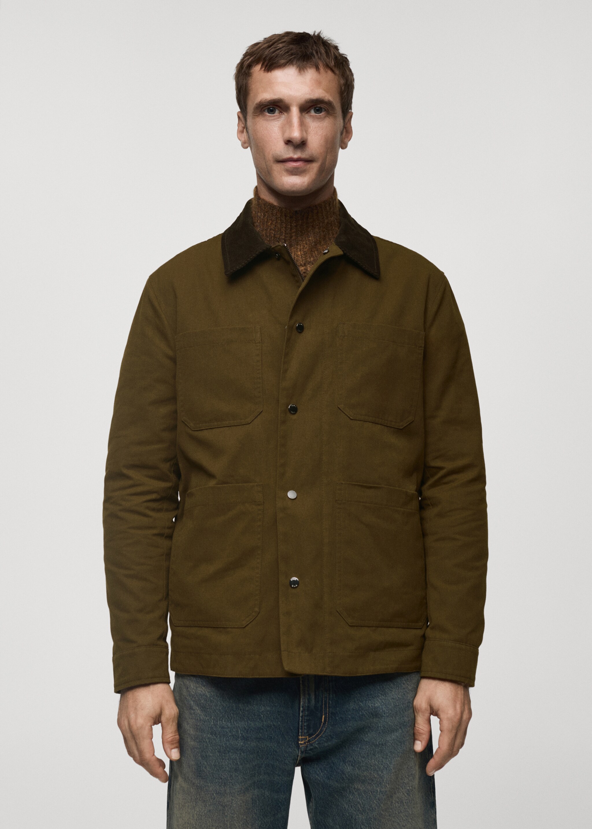 Water-repellent cotton jacket - Medium plane, Khaki. Ref: 77007923-00.