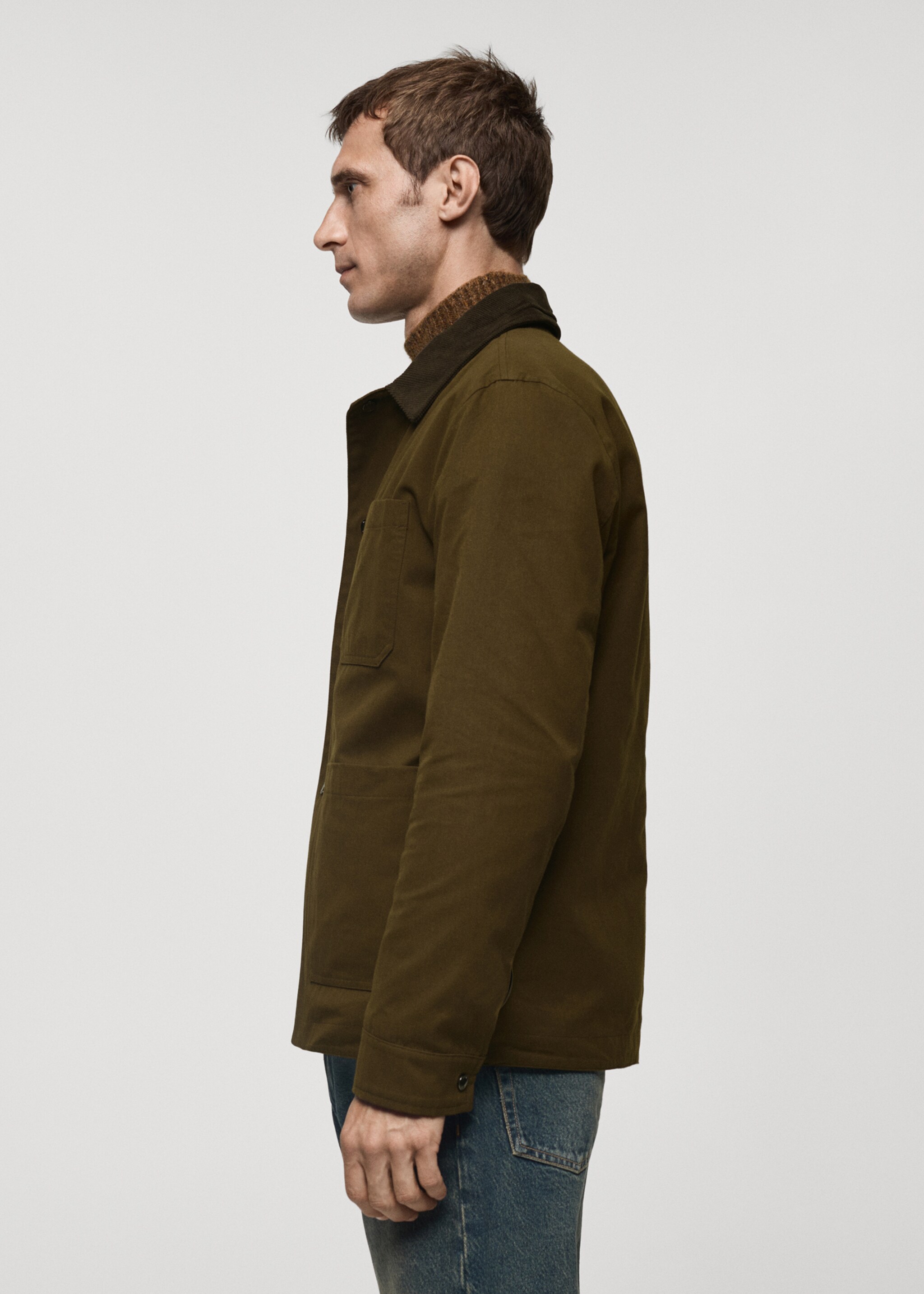 Water-repellent cotton jacket - Details of the article 2, Khaki. Ref: 77007923-00.