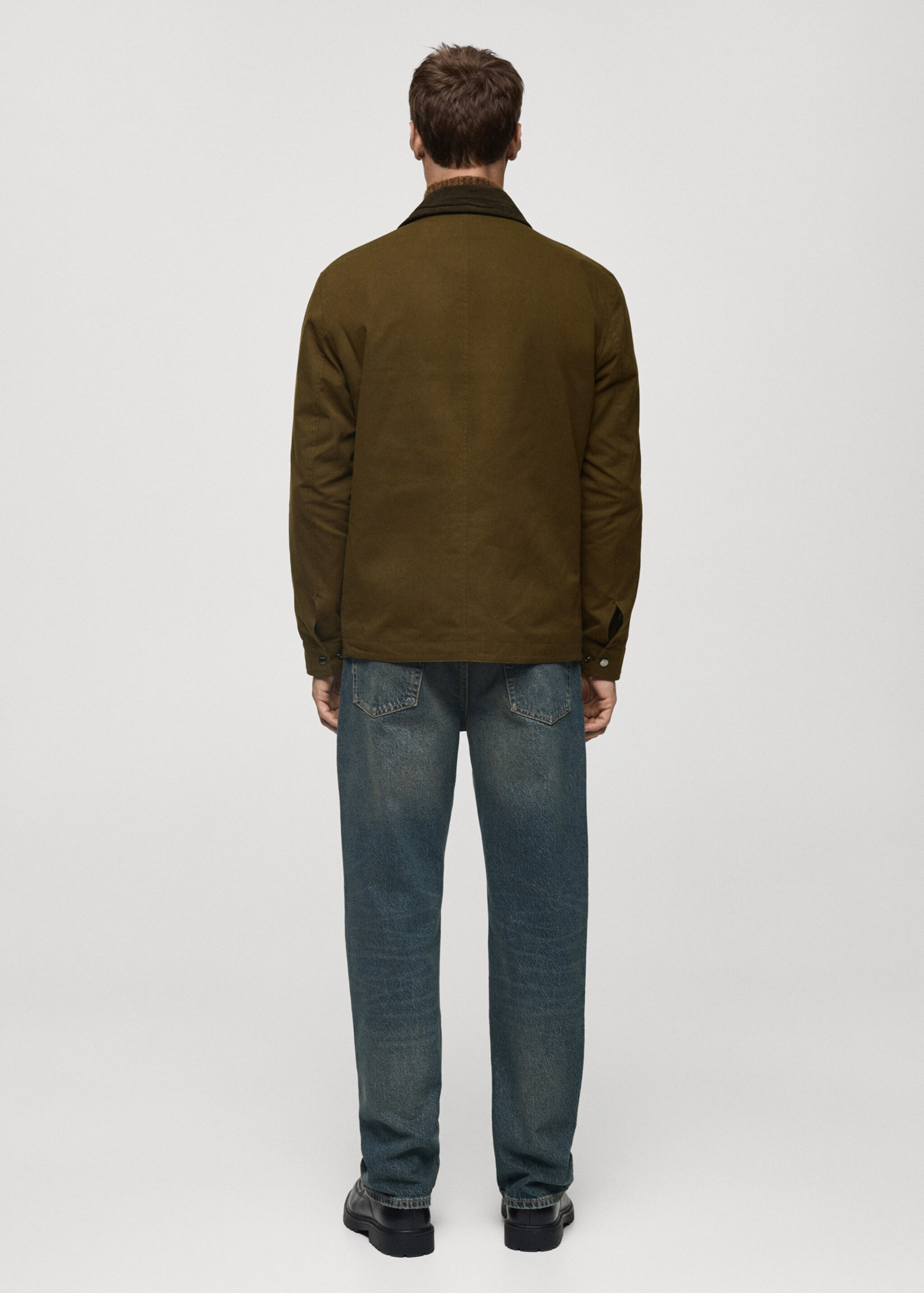 Water-repellent cotton jacket - Reverse of the article, Khaki. Ref: 77007923-00.