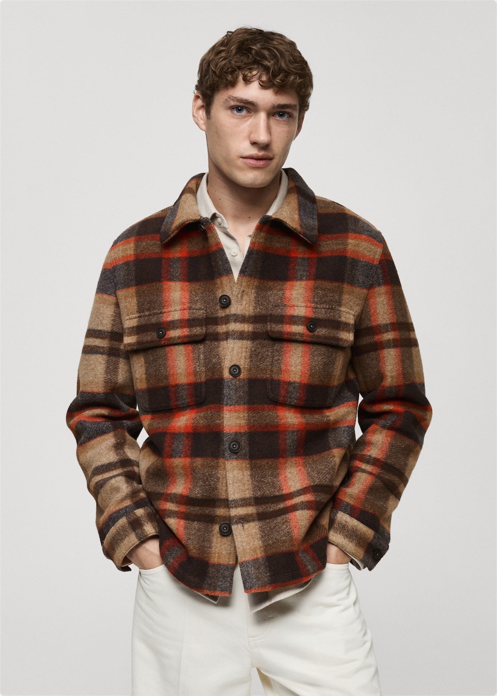 Check flannel overshirt - Men | MANGO OUTLET USA
