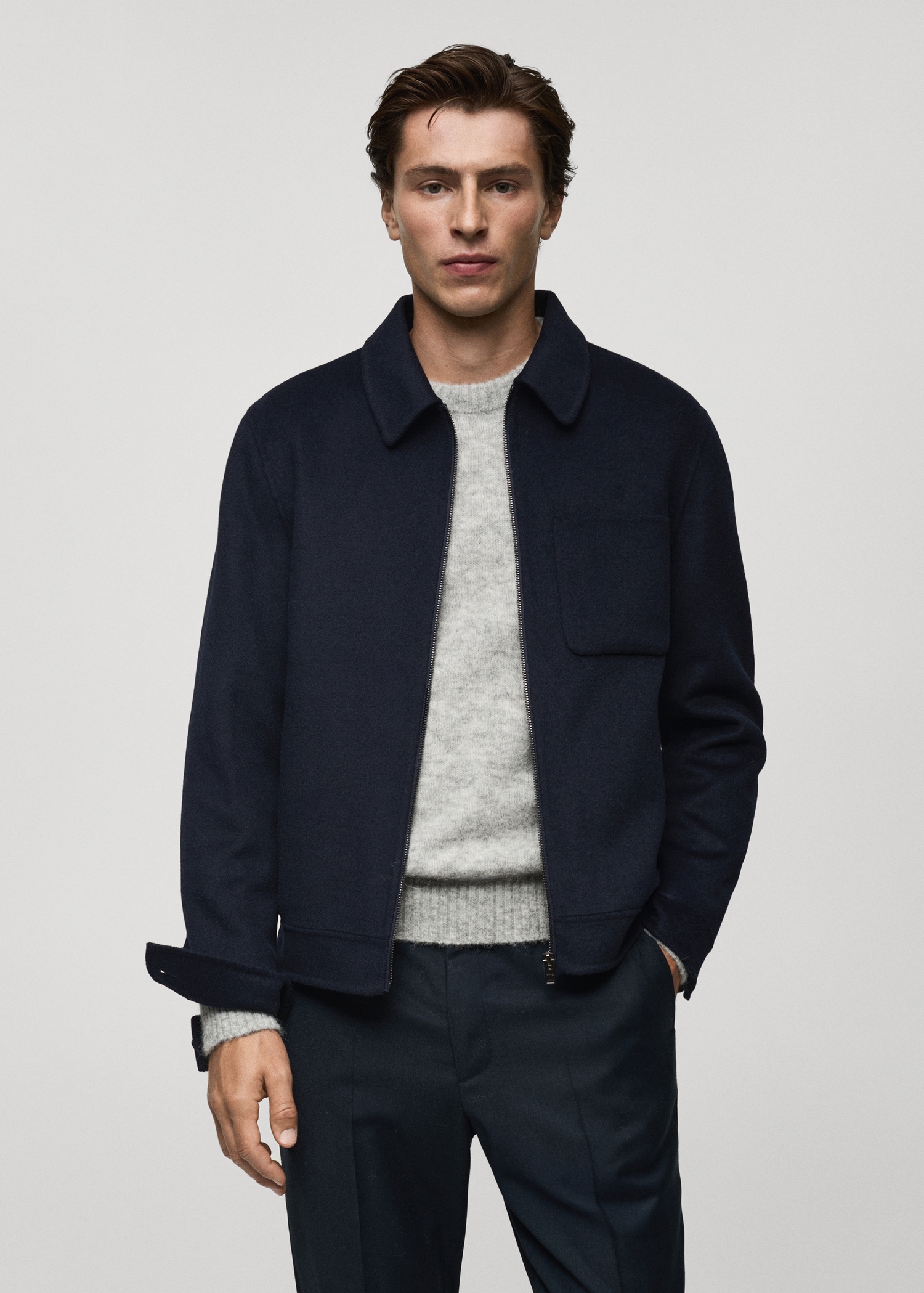 Handmade wool jacket with zip Men MANGO OUTLET USA