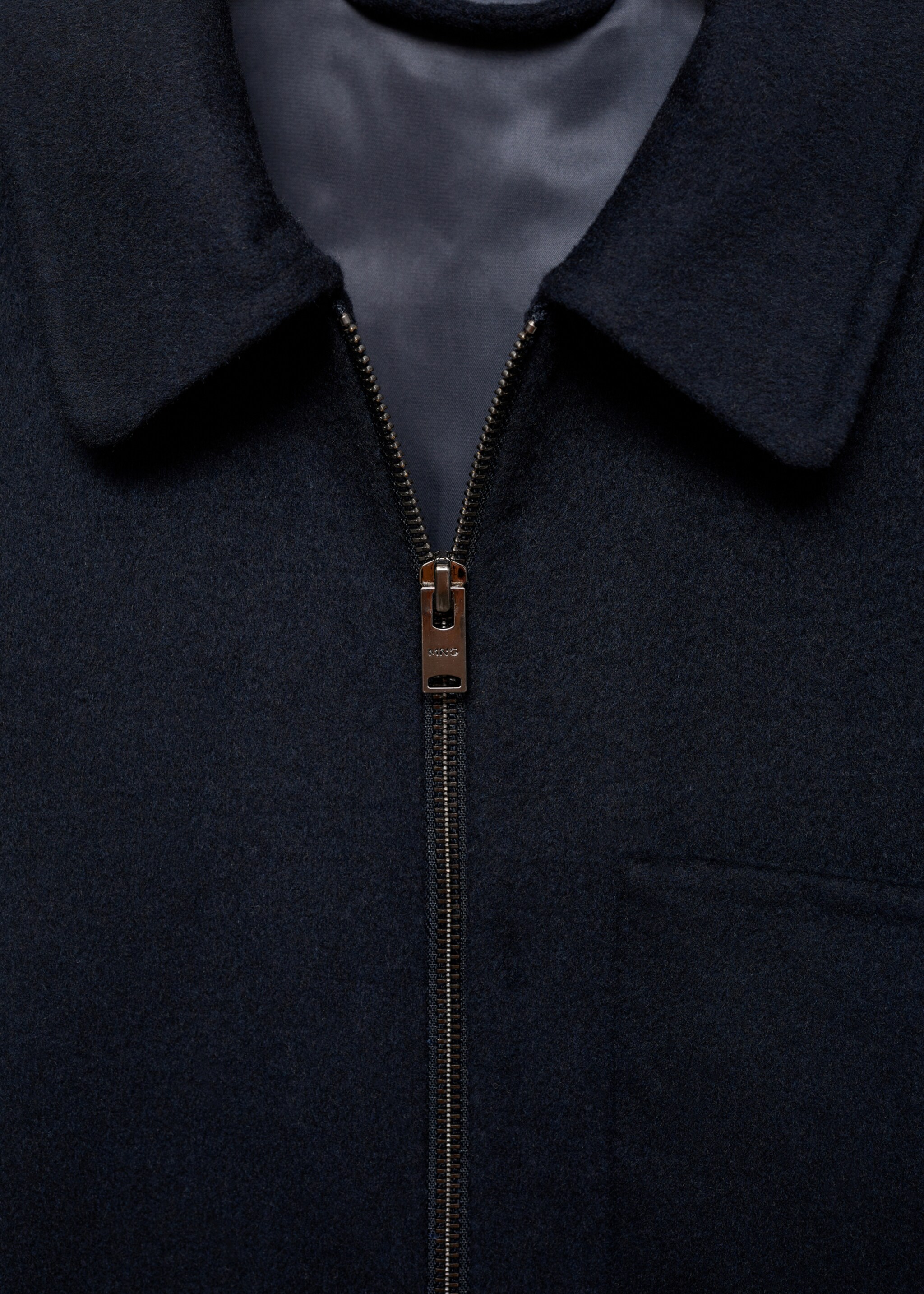Handmade wool jacket with zip - Details of the article 8, Dark Navy. Ref: 77007926-00.
