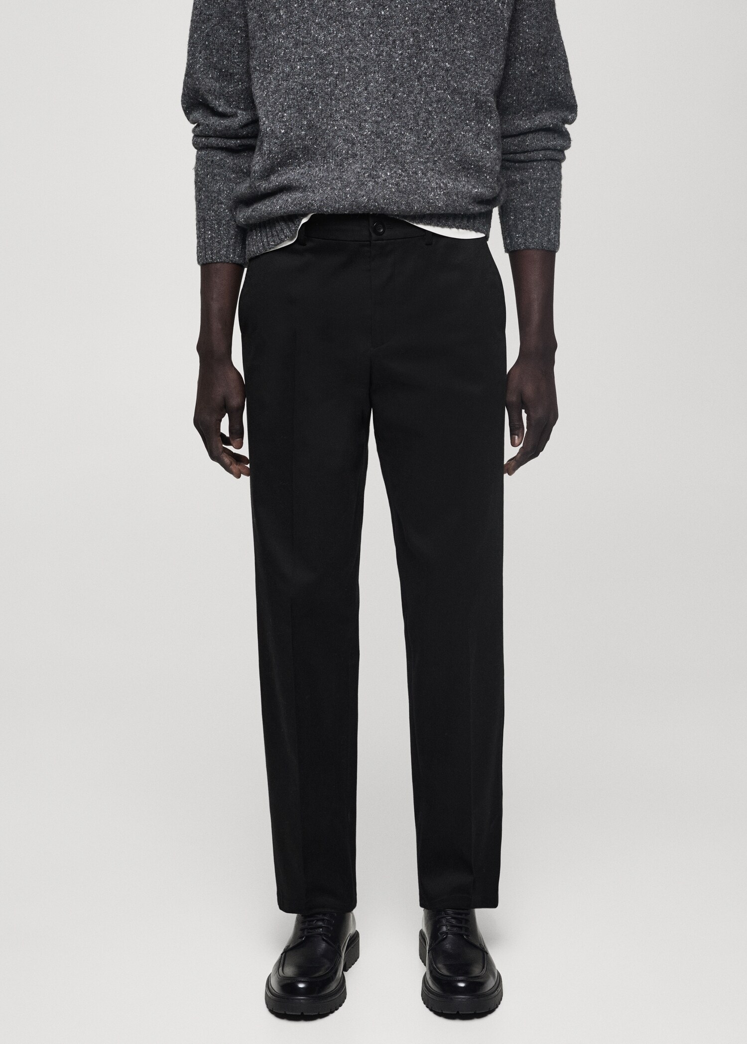 Pantalón algodón straight-fit cordón - Plano medio