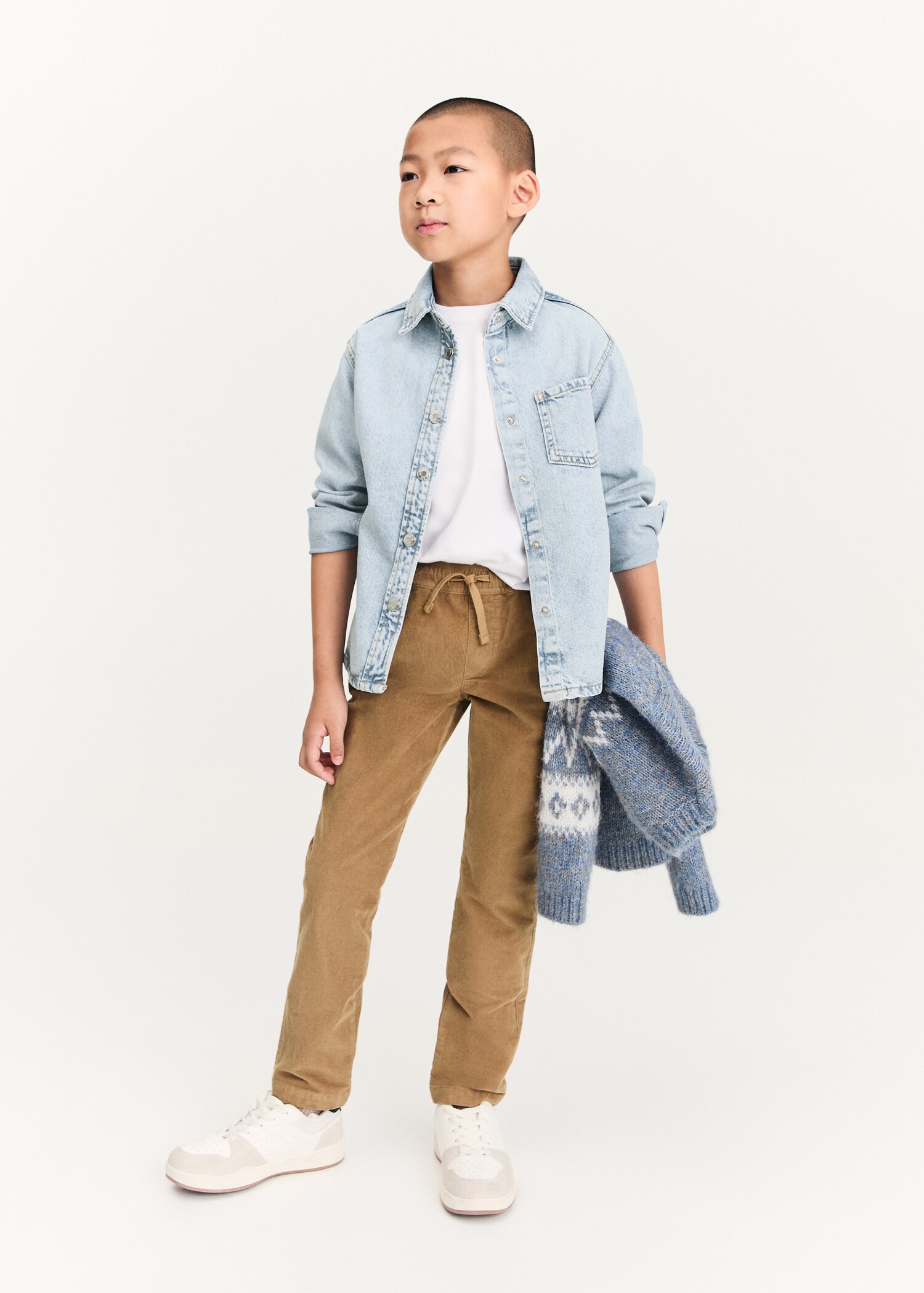 Corduroy pants with elastic waist - Medium plane