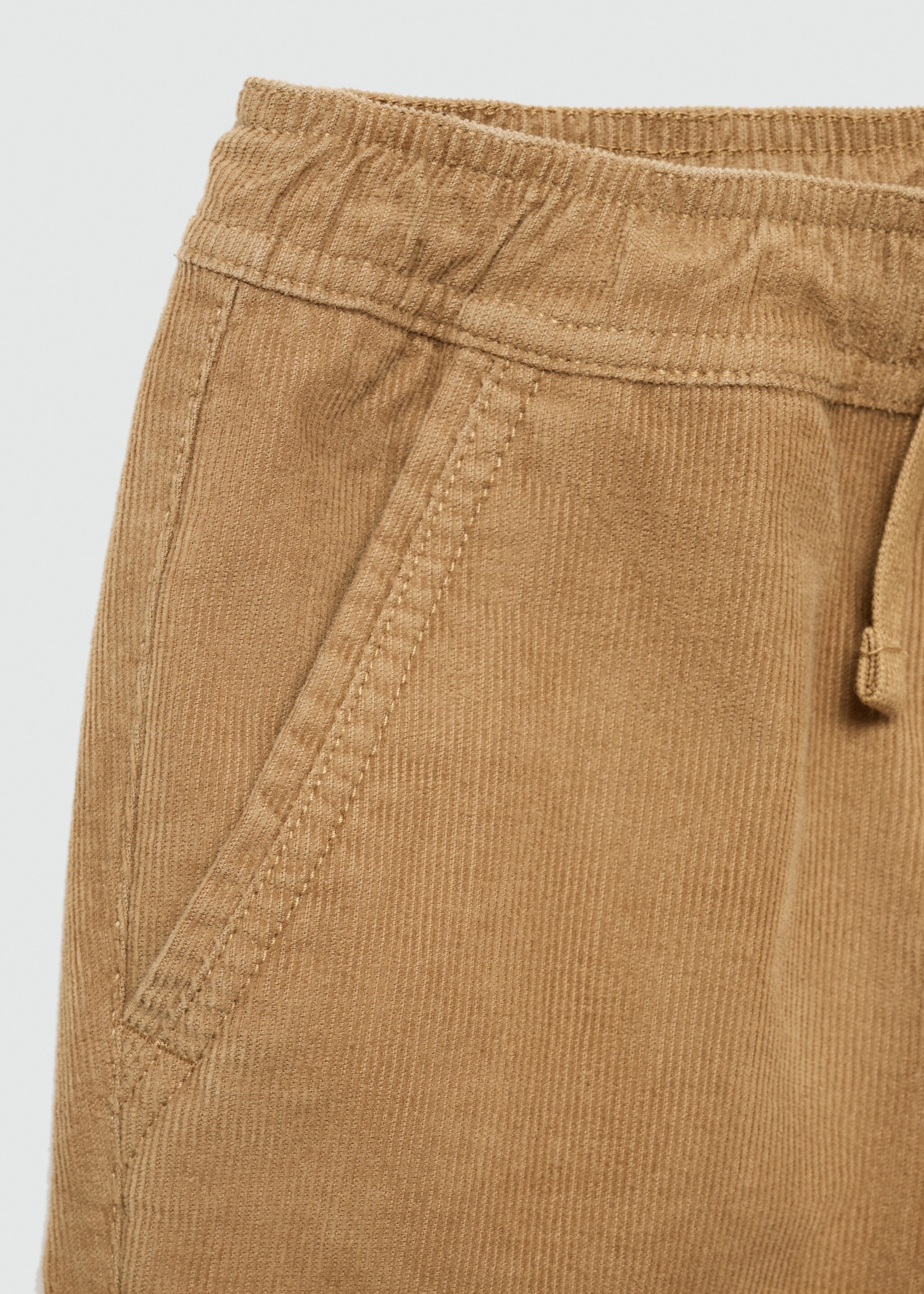 Corduroy pants with elastic waist - Details of the article 8, Sand. Ref: 77007934-00.