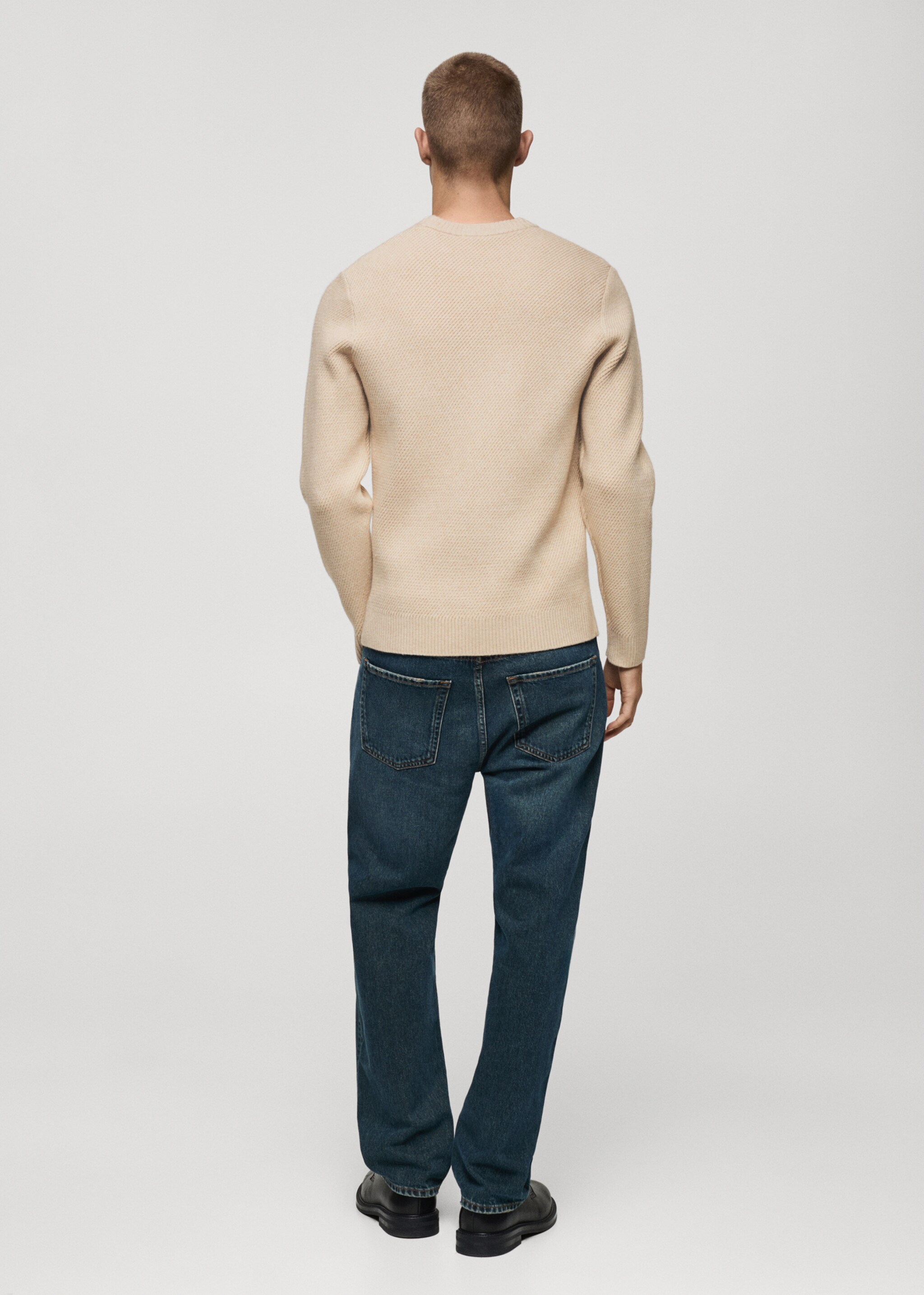 Regular-fit knitted sweater - Reverse of the article, Sand. Ref: 77007939-00.