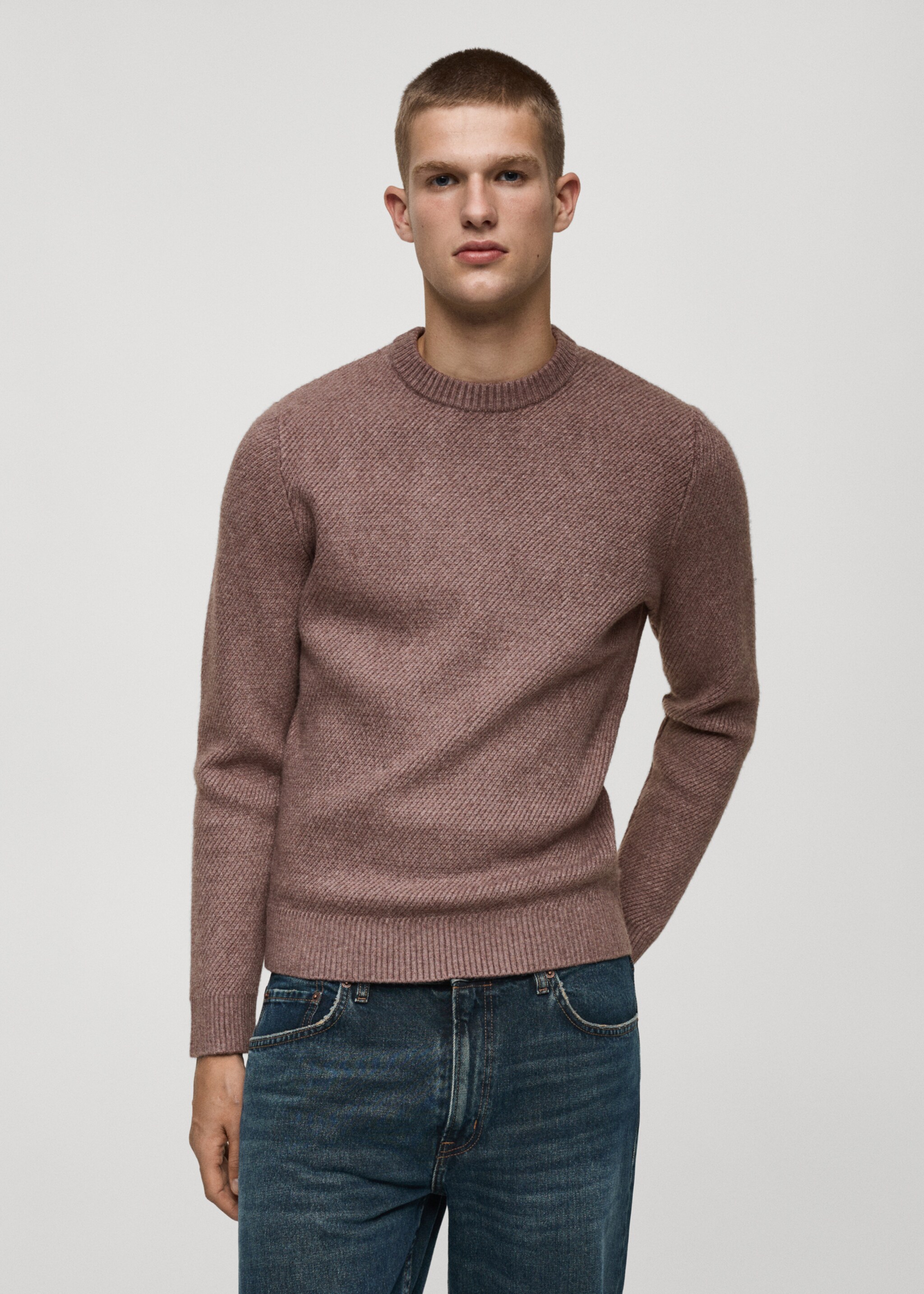Pull-over maille regular-fit - Plan moyen, Lavande. Ref: 77007939-00.