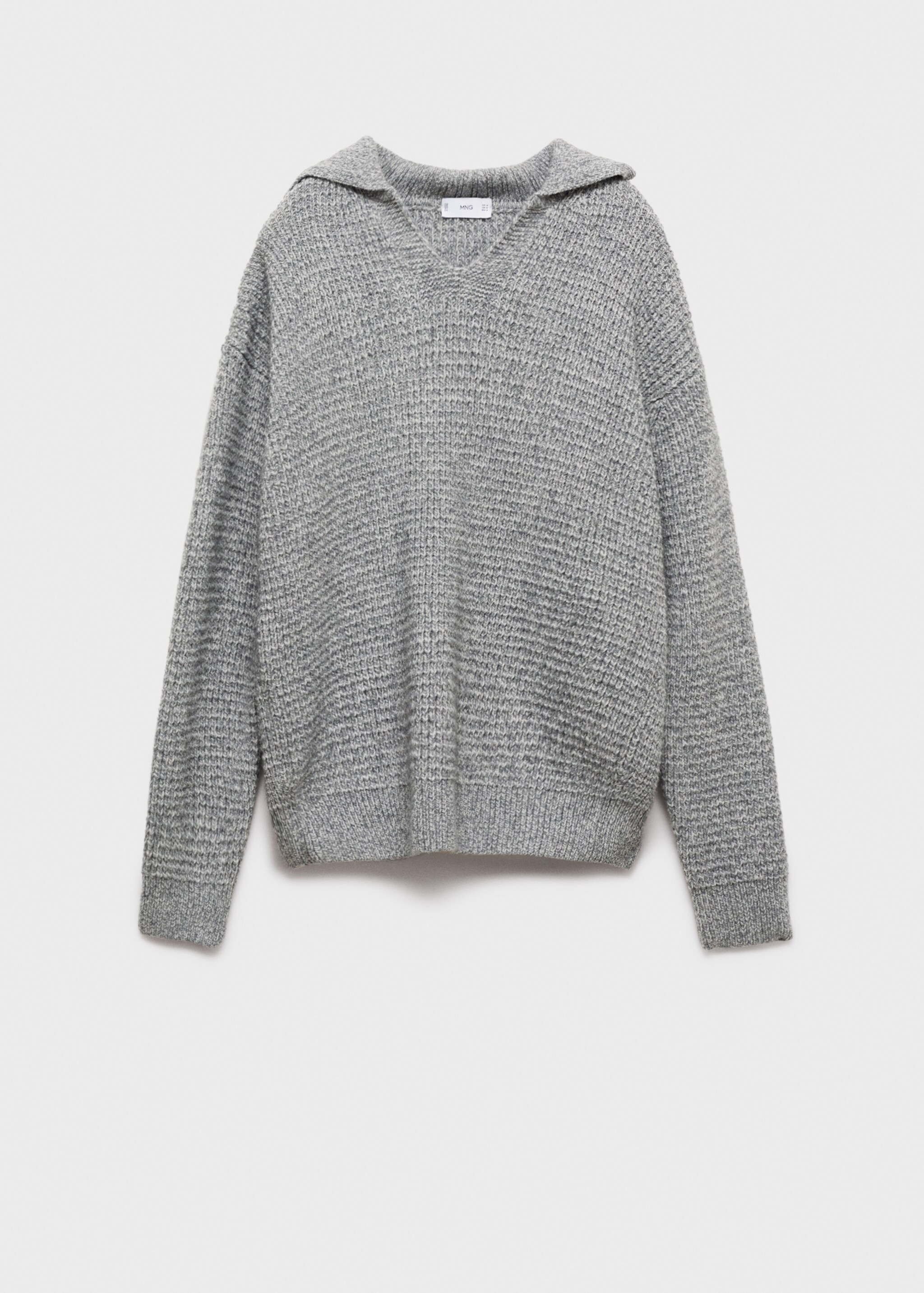 Braided polo-neck sweater - Article without model, Medium Heather Grey. Ref: 77007940-00.