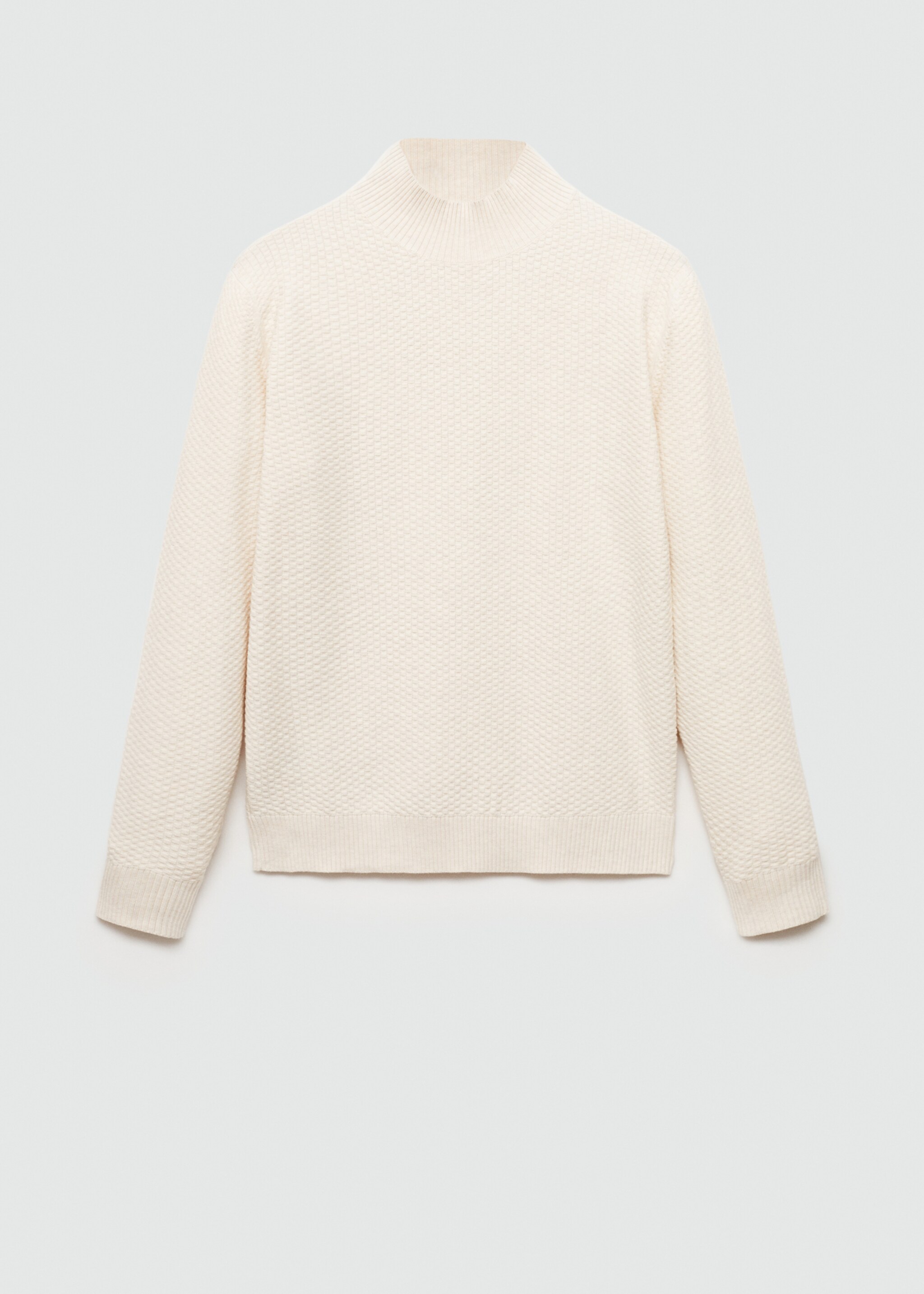 Cotton sweater with perkins-neck  structure - Article without model, Sand. Ref: 77007943-00.