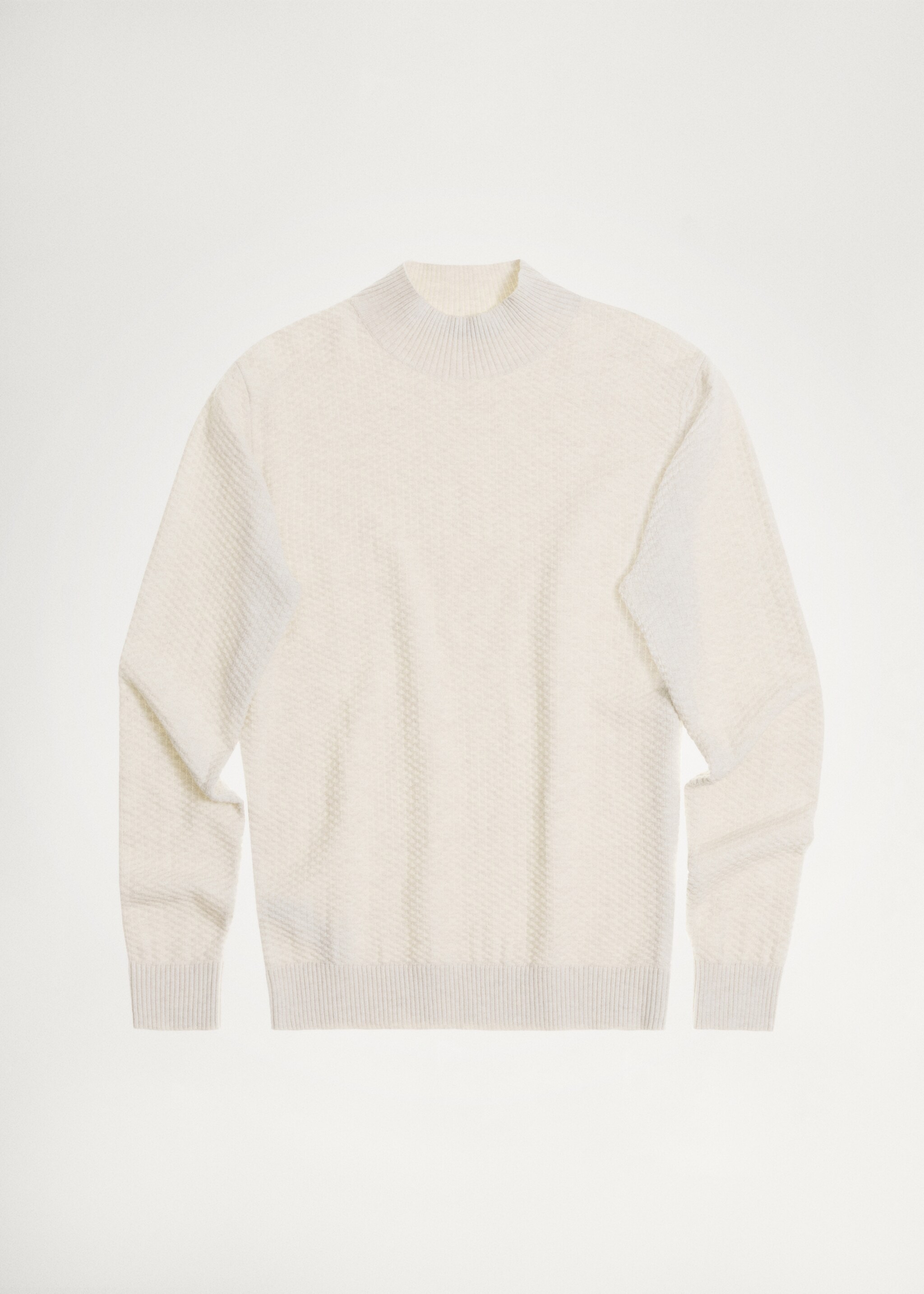 Cotton sweater with perkins-neck  structure - Details of the article 5, Sand. Ref: 77007943-00.